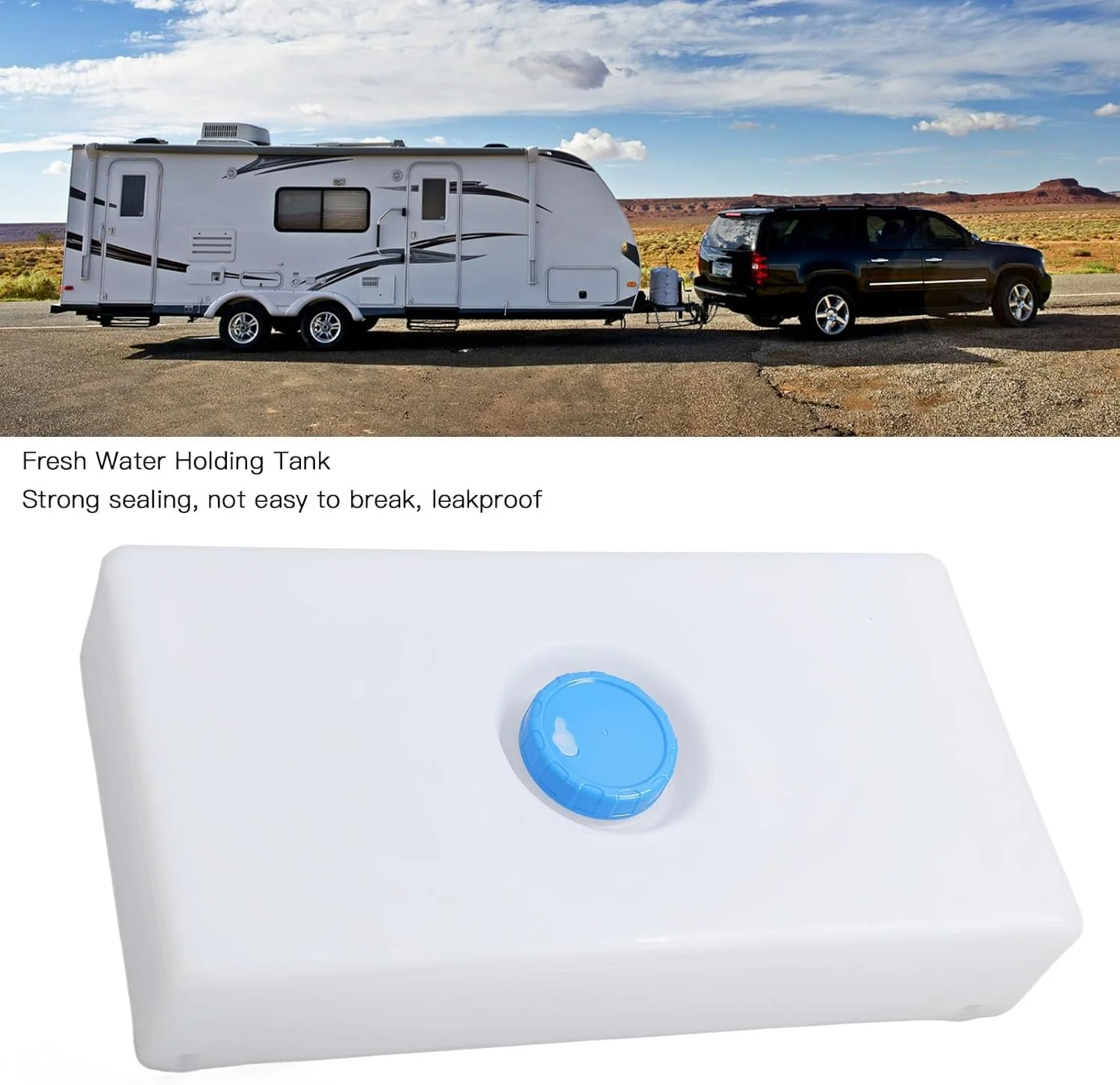 مخزن آب تازه و خاکستری 8 گالنی ضد نشت مناسب خودروهای مسافرتی، دارای ورودی آب 85 میلیمتری، مناسب کامیونهای حمل غذا، تریلرها، خودروهای مسافرتی، قایق تفریحی و قایق مخزن آب تازه و خاکستری 8 گالنی ضد نشت مناسب خودروهای مسافرتی، دارای ورودی آب 85 میلیمتری، مناسب کامیونهای حمل غذا، تریلرها، خودروهای مسافرتی، قایق تفریحی و قایق