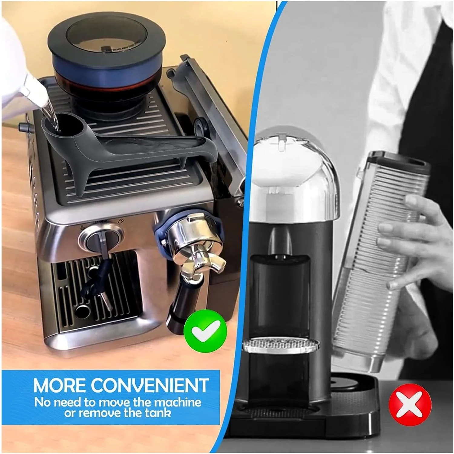 قیف آب Gernie، قیف دسترسی سریع آب دستگاه اسپرسو، خروجی آب دستگاه قهوه ساز، برای دستگاه های قهوه ساز با مخزن آب در پشت و تمام دستگاه های قهوه ساز با سطح صاف قیف آب Gernie، قیف دسترسی سریع آب دستگاه اسپرسو، خروجی آب دستگاه قهوه ساز، برای دستگاه های قهوه ساز با مخزن آب در پشت و تمام دستگاه های قهوه ساز با سطح صاف