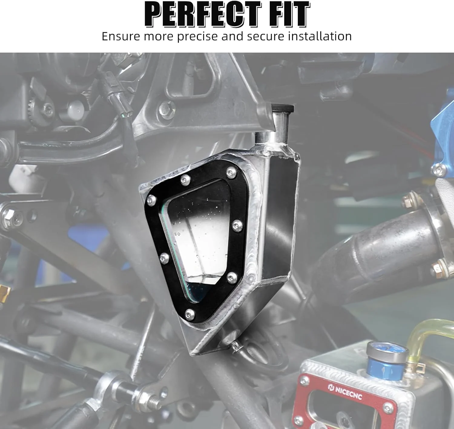 مخزن رادیاتور آلومینیومی NICECNC، مخزن انبساط سازگار با یاماها رپتور 700 مدل 2013-2024، رپتور 700R مدل 2013 2014-2024 جایگزین برای 1PE-F1871-00-00 مشکی