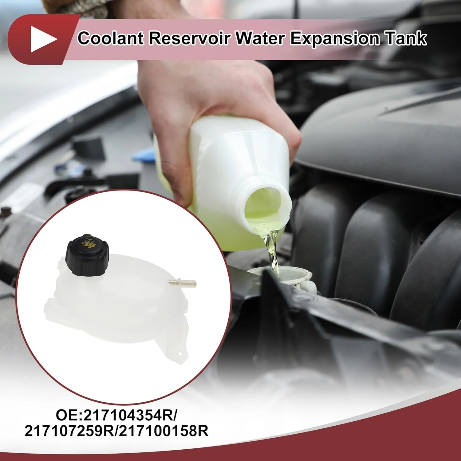 مخزن انبساط آب رادیاتور موتور مناسب برای رنو کلیو MK4 مدل 2012 به بعد، همراه با درب، شماره فنی 217104354R/217107259R