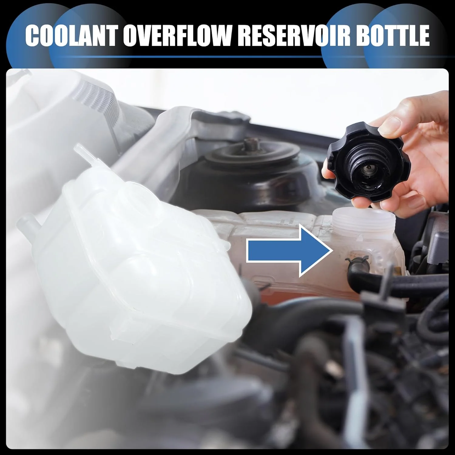 منبع انبساط آب رادیاتور INFINAUTO، مخزن سرریز خنک کننده موتور شماره 22950436/20902124 مناسب برای کادیلاک SRX 2010-2016 سفید، 1 عدد