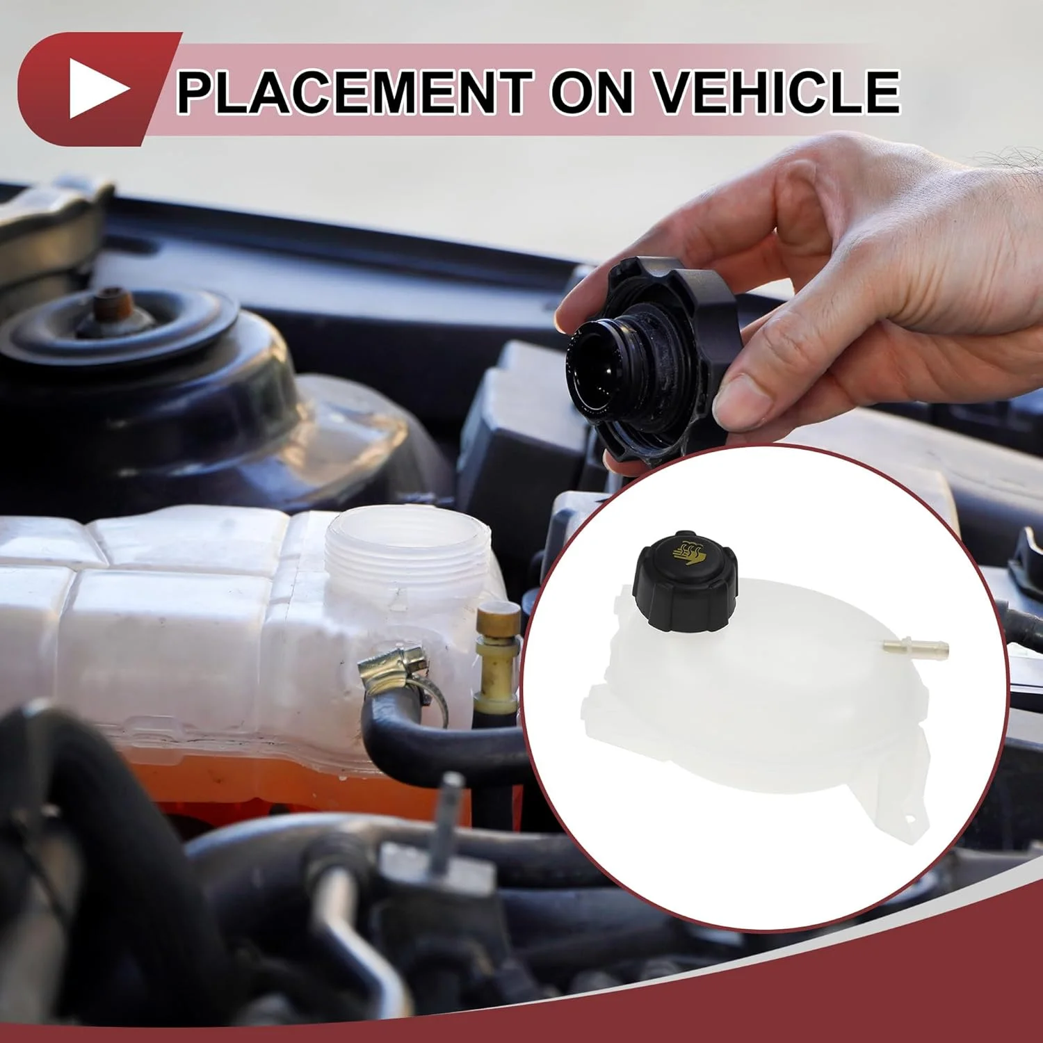 مخزن انبساط آب رادیاتور موتور مناسب برای رنو کلیو MK4 مدل 2012 به بعد، همراه با درب، شماره فنی 217104354R/217107259R