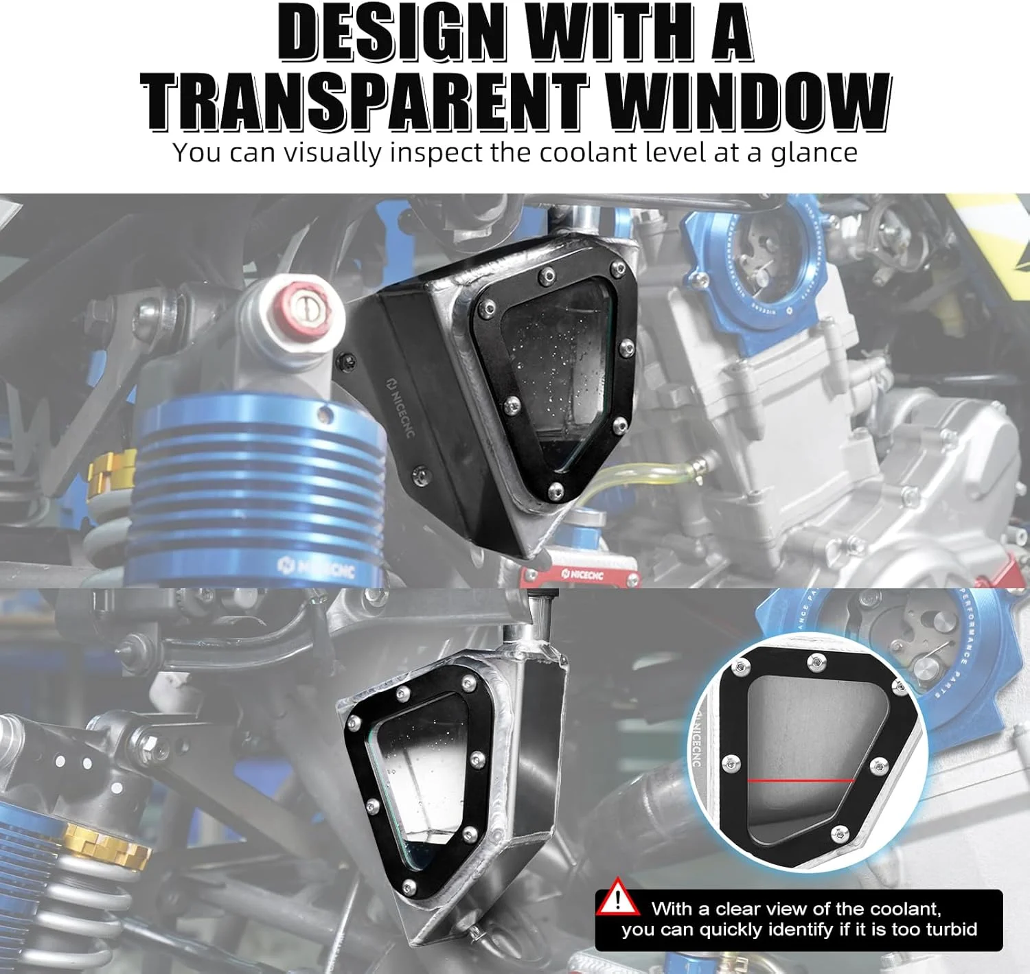 مخزن رادیاتور آلومینیومی NICECNC، مخزن انبساط سازگار با یاماها رپتور 700 مدل 2013-2024، رپتور 700R مدل 2013 2014-2024 جایگزین برای 1PE-F1871-00-00 مشکی