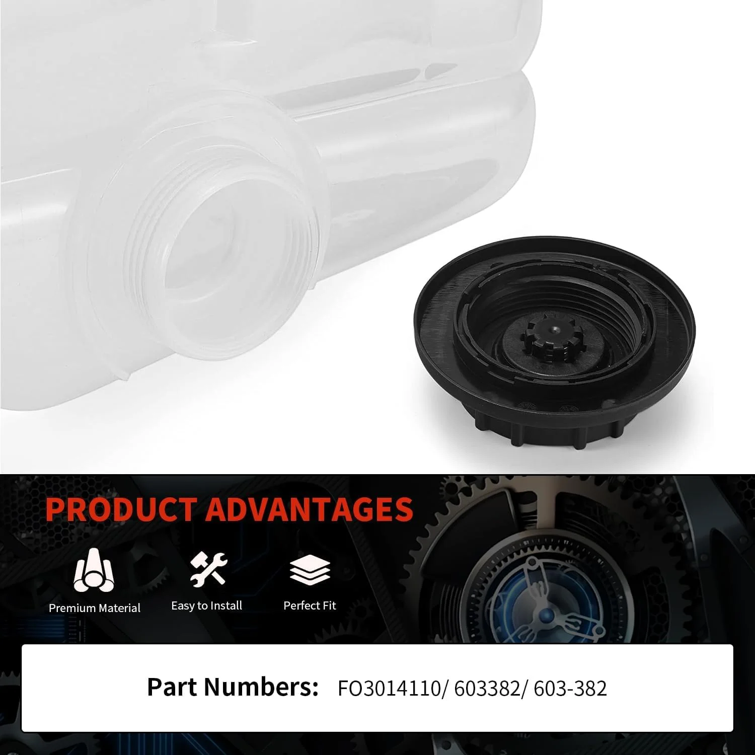 منبع انبساط و درب رادیاتور کارپال 603382 سازگار با فورد سی-مکس 2013-2018، فورد اسکیپ 2013-2016، فورد فوکوس 2012-2018، ترانزیت کانکت 2014-2018