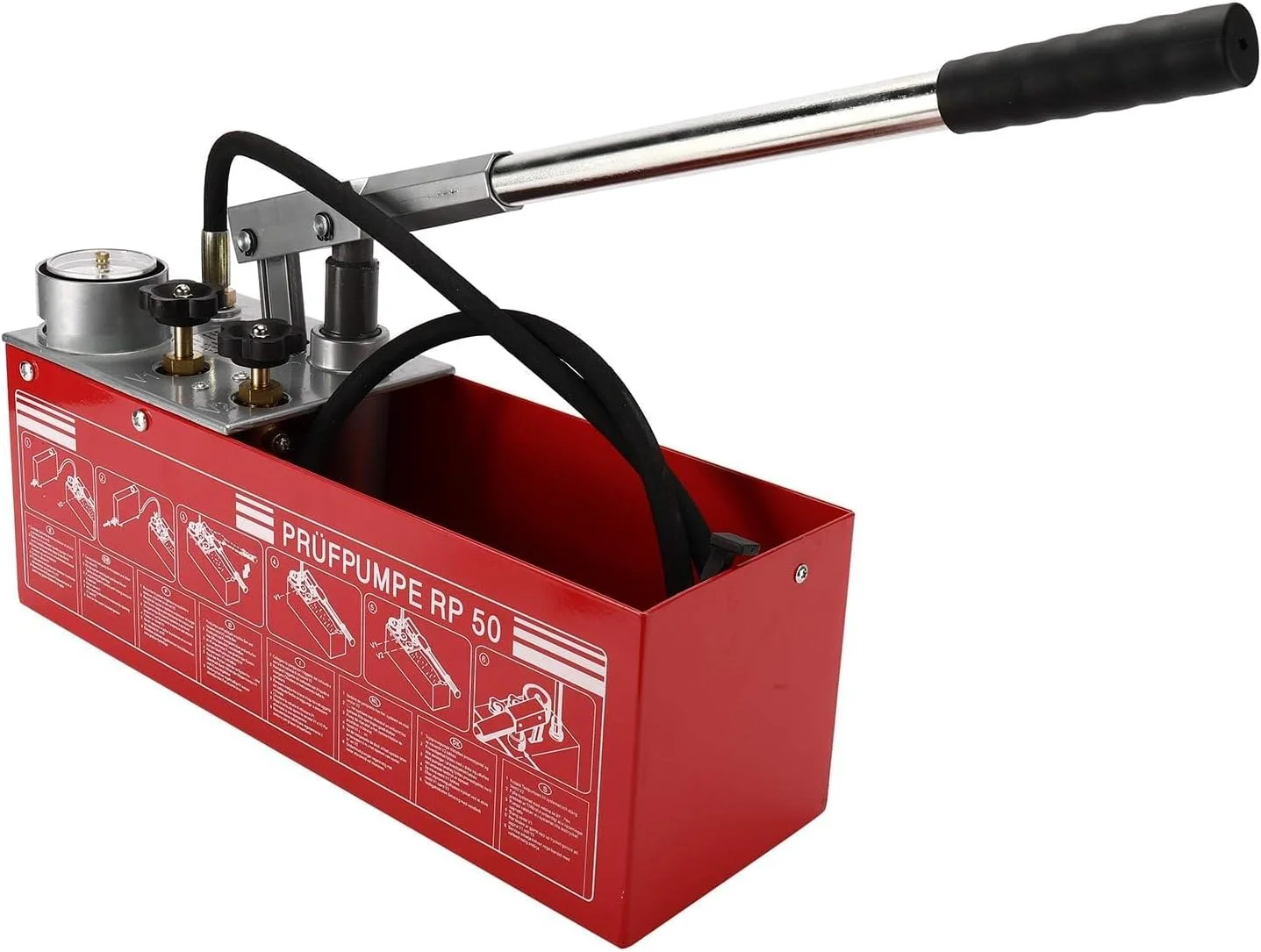 پمپ تست فشار دستی هیدرولیک ABBASALI، ۵۰ بار، مخزن ۳ گالن، جریان ۴۵ میلی لیتر، اتصال ۱/۲ اینچ