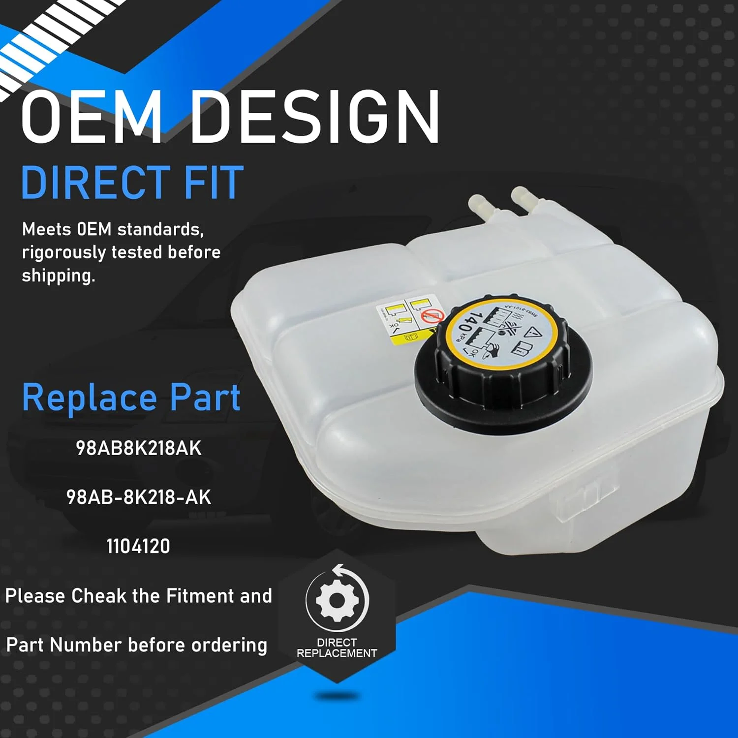 مخزن انبساط مایع خنک کننده موتور YzusGomumu 98AB8K218AK سازگار با فورد فوکوس 2000-2004 و فورد ترانزیت کانکت 2010-2013 2.0L جایگزین مخزن بازیابی انبساط 98AB-8K218-AK 1104120