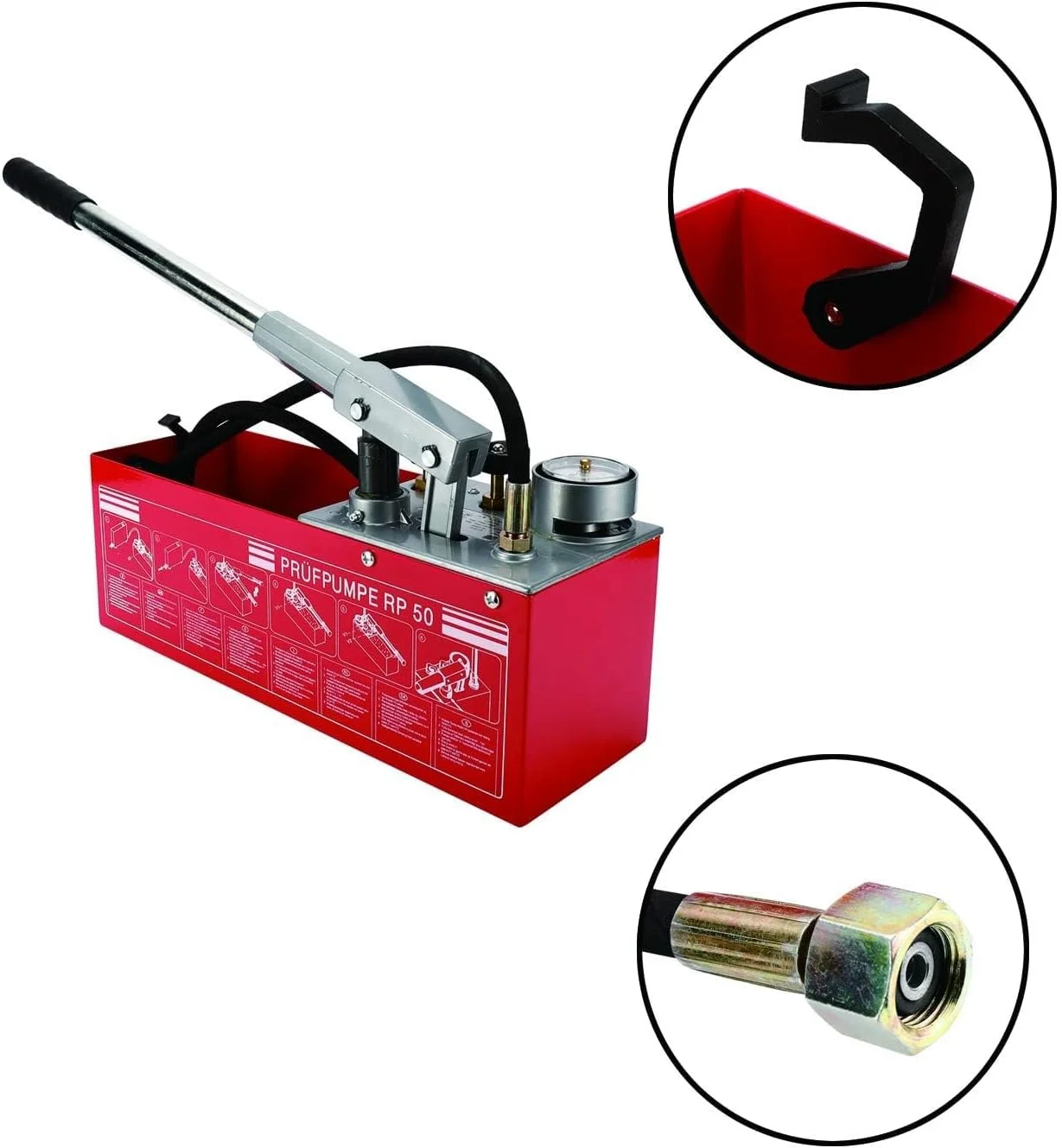 پمپ تست فشار دستی هیدرولیک ABBASALI، ۵۰ بار، مخزن ۳ گالن، جریان ۴۵ میلی لیتر، اتصال ۱/۲ اینچ پمپ تست فشار دستی هیدرولیک ABBASALI، ۵۰ بار، مخزن ۳ گالن، جریان ۴۵ میلی لیتر، اتصال ۱/۲ اینچ