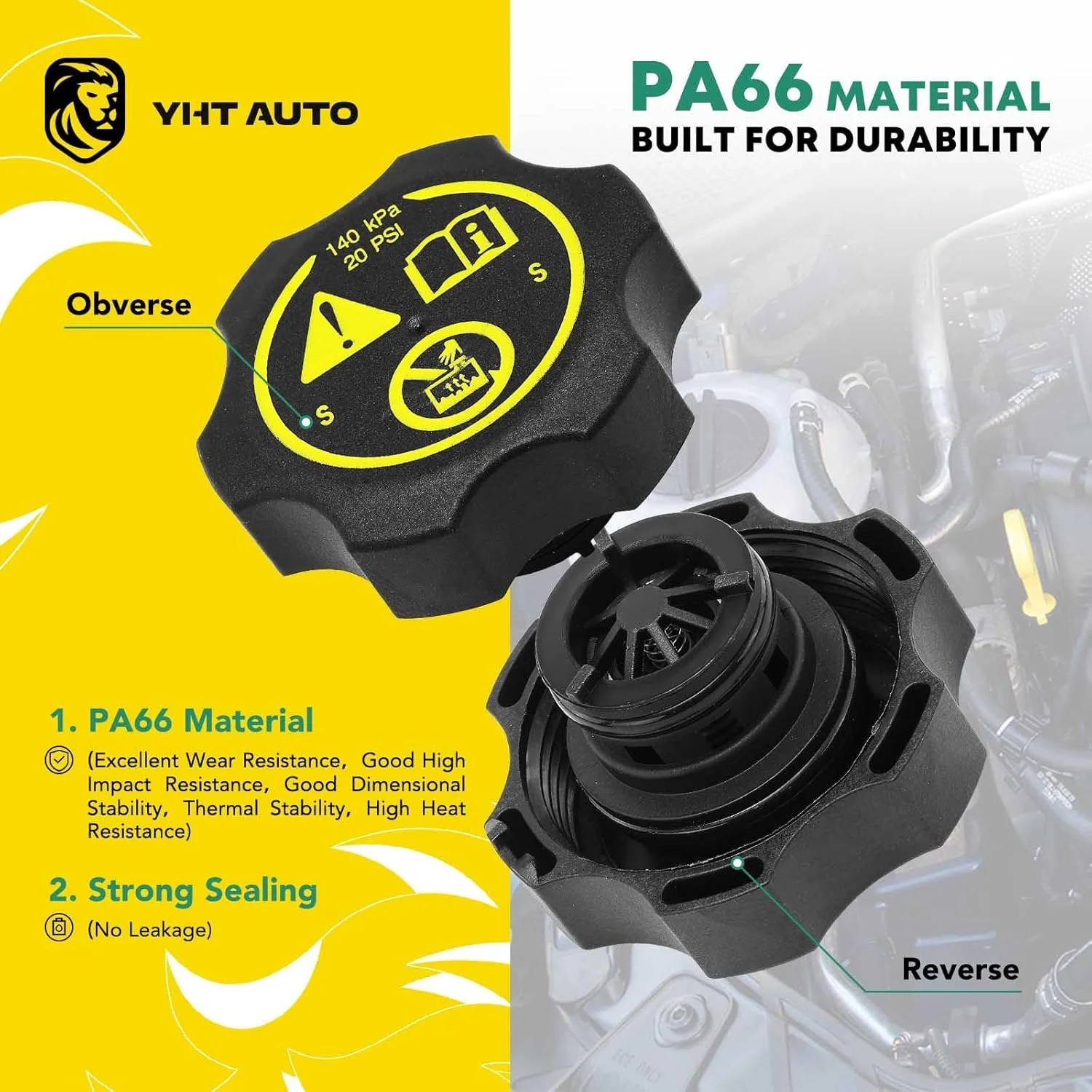 مخزن انبساط مایع خنک کننده موتور YHTAUTO با درپوش تحت فشار برای شورلت کروز 10-16، اورلاندو 12-14 و بیوک کاسکادا 16-18، ورانو 12-17، جایگزین برای شماره # 13505353، 13393368