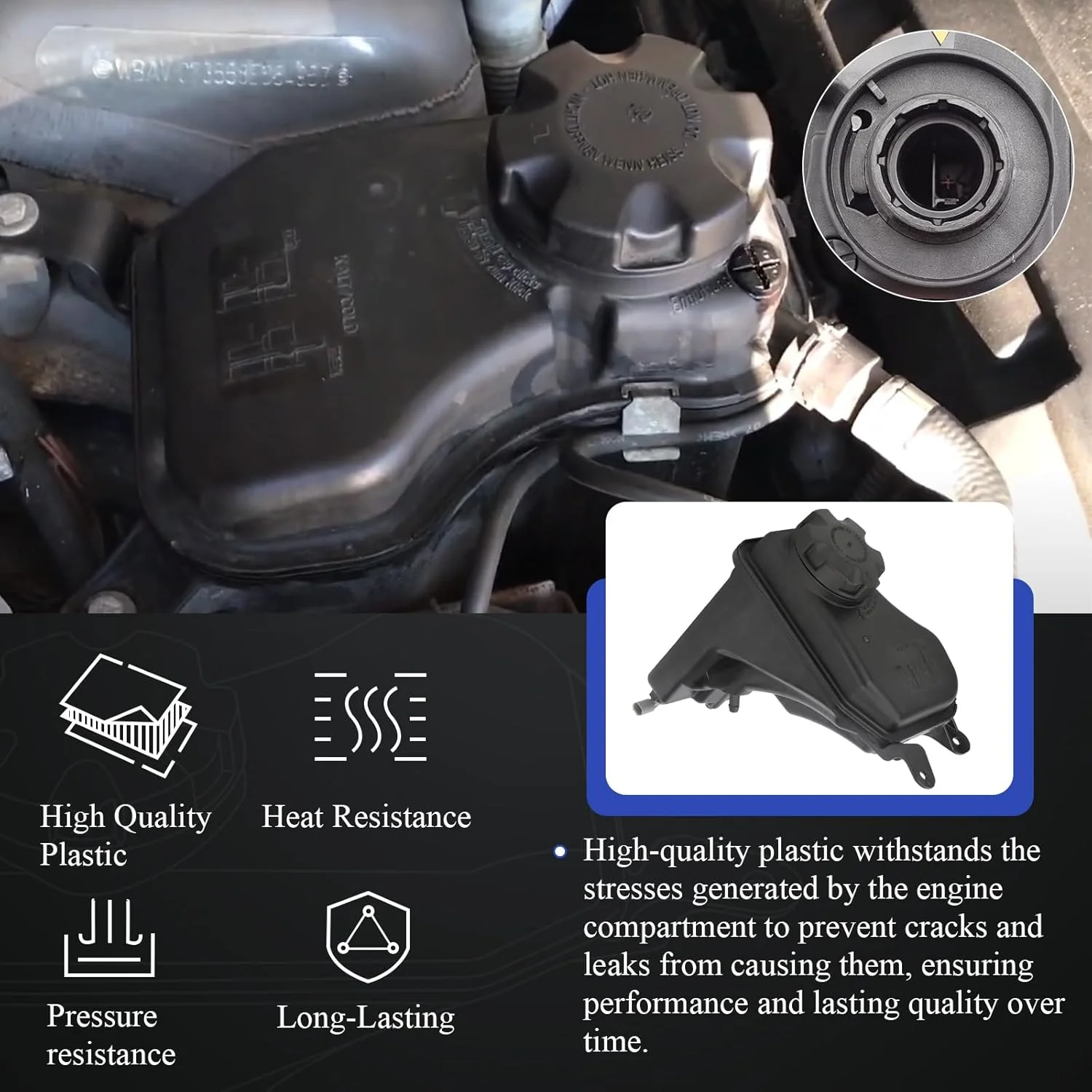 مخزن خنک کننده موتور X4XZ 603-334، مخزن انبساط رادیاتور با سنسور سطح و درب برای BMW 330i 335i X1 Z4 E82 E88 E90 E91 E92 E93 17137607482 17137567462 17137640514