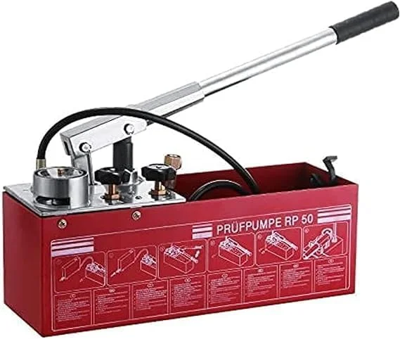 پمپ تست فشار دستی هیدرولیک ABBASALI، ۵۰ بار، مخزن ۳ گالن، جریان ۴۵ میلی لیتر، اتصال ۱/۲ اینچ پمپ تست فشار دستی هیدرولیک ABBASALI، ۵۰ بار، مخزن ۳ گالن، جریان ۴۵ میلی لیتر، اتصال ۱/۲ اینچ