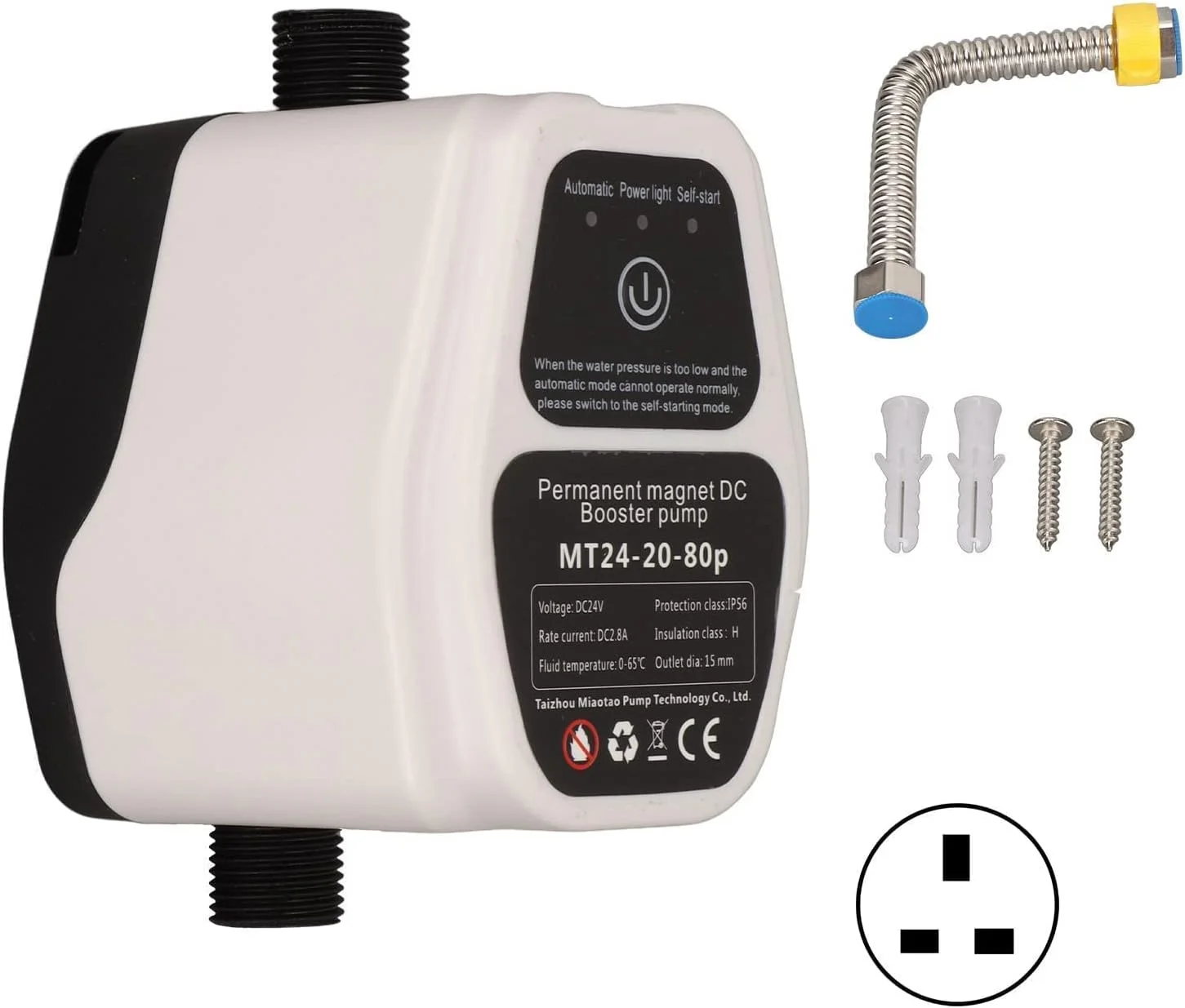 پمپ تقویت کننده و چرخشی آب دوش دیواری Eujgoov، 100-240 ولت، تنظیم خودکار، جریان 20 لیتر در دقیقه، ارتفاع 20 متر، پلاستیکی، چند رنگ