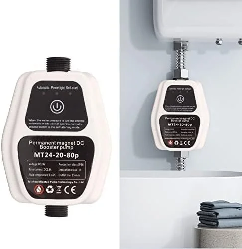 پمپ تقویت کننده و چرخشی آب دوش دیواری Eujgoov، 100-240 ولت، تنظیم خودکار، جریان 20 لیتر در دقیقه، ارتفاع 20 متر، پلاستیکی، چند رنگ