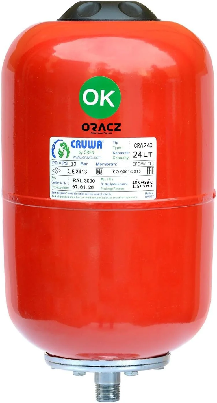 مخزن تحت فشار آب 24 لیتری | مخزن تقویت فشار مدل PD-PS | ظرفیت 10 بار | ساختار فولادی بادوام برای سیستم های پمپ آب | سیستم های آبرسانی و افزایش فشار.