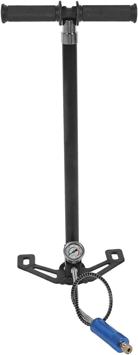 پمپ هوا، پمپ دستی فولادی ضد زنگ 30Mpa 3000psi با فیلتر، پایه تاشو قابل حمل برای تمرین تنفس غواصی در زیر آب