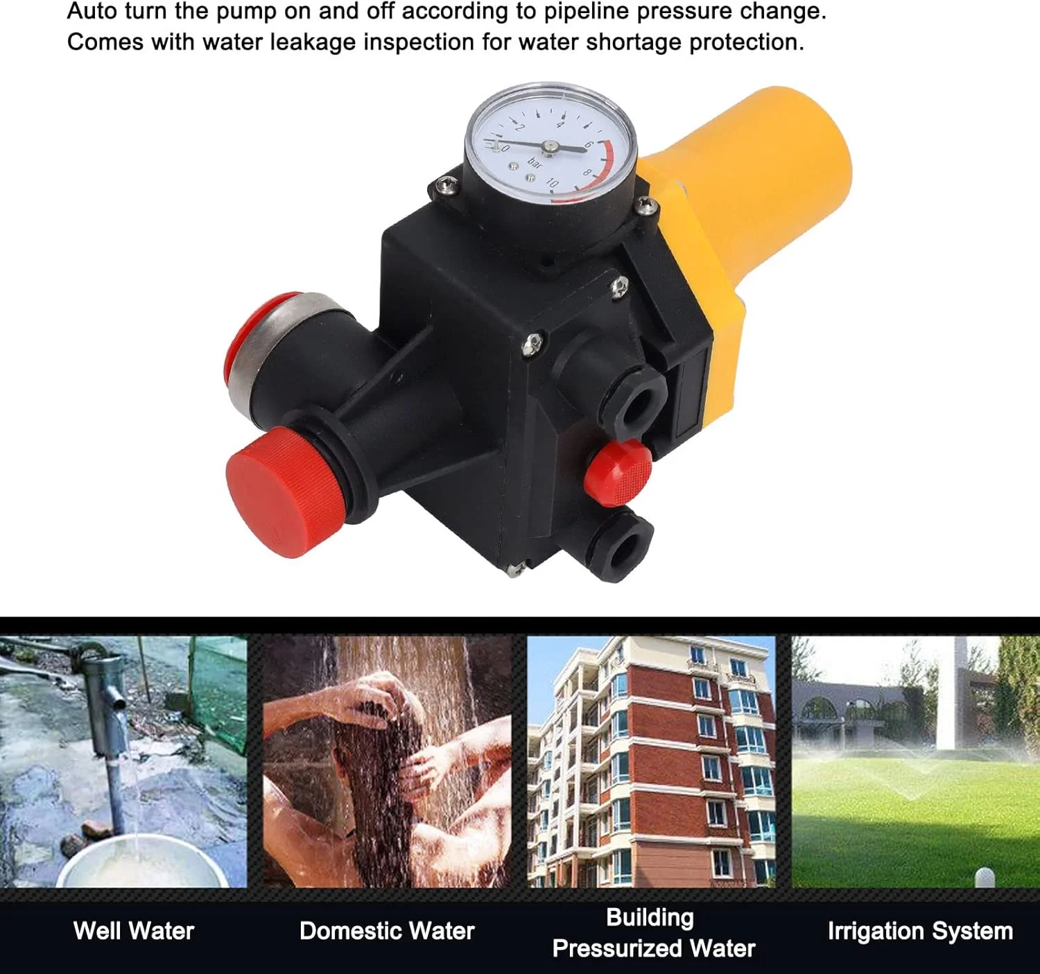 کنترلر فشار پمپ آب 10 بار 1.1 کیلووات 220 ولت 240 ولت سوئیچ کنترل اتوماتیک محافظت از پمپ کنترلر فشار پمپ آب 10 بار 1.1 کیلووات 220 ولت 240 ولت سوئیچ کنترل اتوماتیک محافظت از پمپ