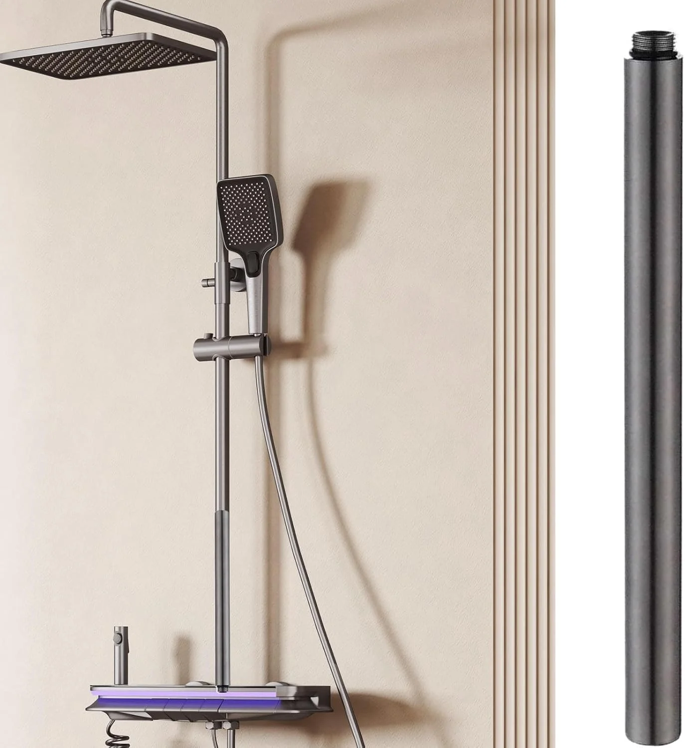 افزایش دهنده طول علم دوش، 30 سانتیمتر، ضد نشت، استیل ضد زنگ، سخت افزار افزایش ارتفاع لوله دوش برای بهبود تجربه دوش حمام