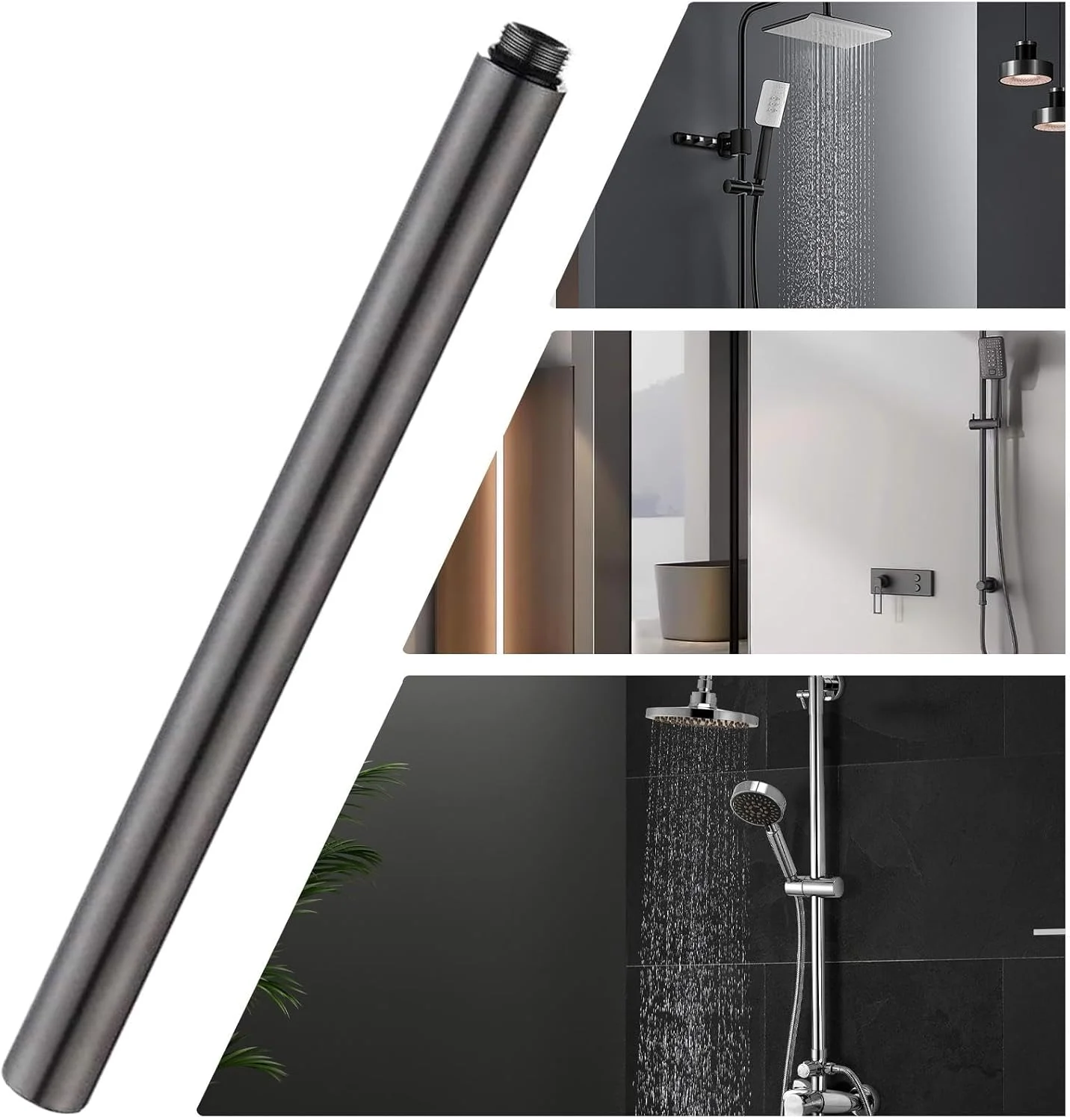 افزایش دهنده طول علم دوش، 30 سانتیمتر، ضد نشت، استیل ضد زنگ، سخت افزار افزایش ارتفاع لوله دوش برای بهبود تجربه دوش حمام