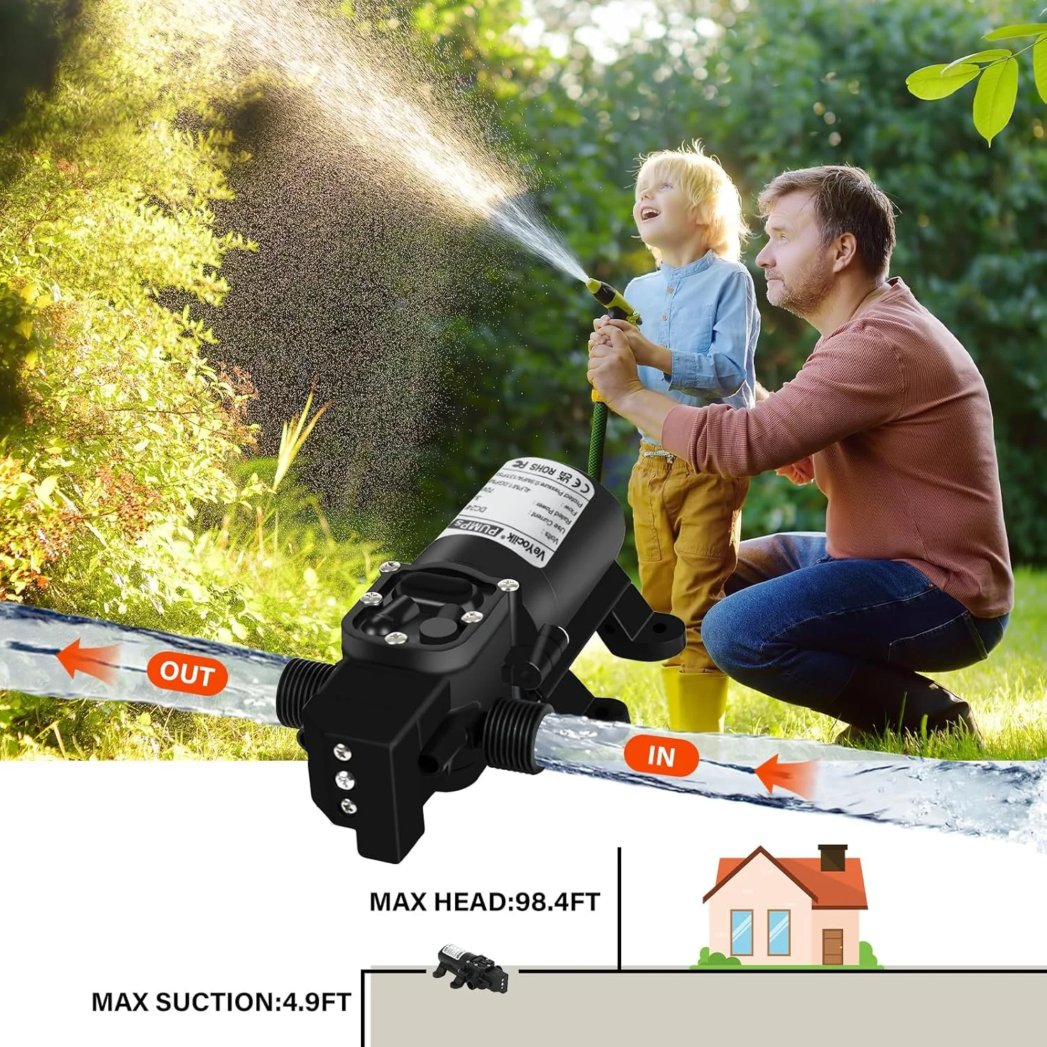 پمپ آب 24 ولت DC، 4 لیتر در دقیقه، اتصال 1/2 اینچ، پمپ دیافراگمی خود مکش با سوئیچ فشار برای شیر آب، کمپر، آشپزخانه، حمام، مخزن آب پمپ آب 24 ولت DC، 4 لیتر در دقیقه، اتصال 1/2 اینچ، پمپ دیافراگمی خود مکش با سوئیچ فشار برای شیر آب، کمپر، آشپزخانه، حمام، مخزن آب