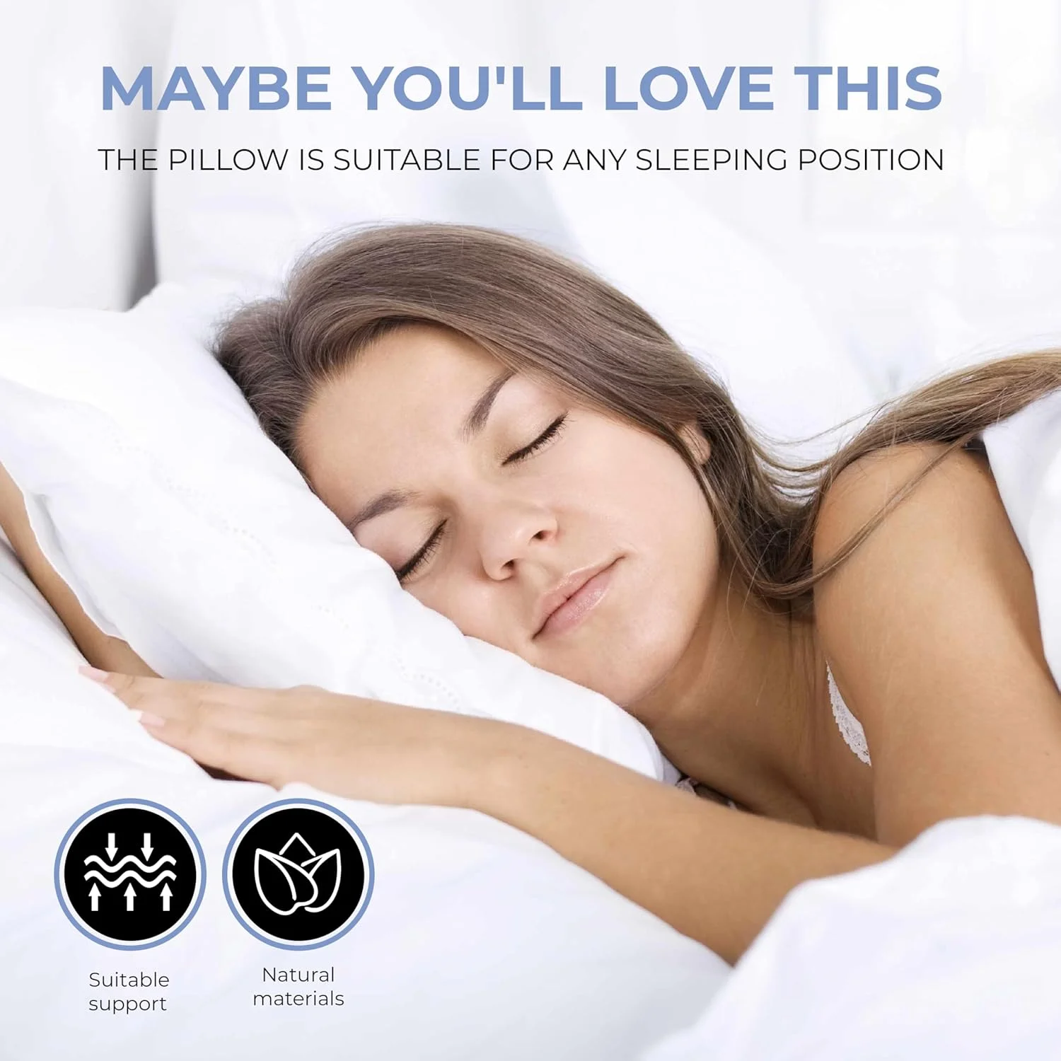 بالش پر قو سیبری درجه یک برای خواب. بالش تخت خواب نرم 100٪، روکش پنبه ساتن ارگانیک 100٪ (سایز کینگ 50 * 90 سانتی متر)