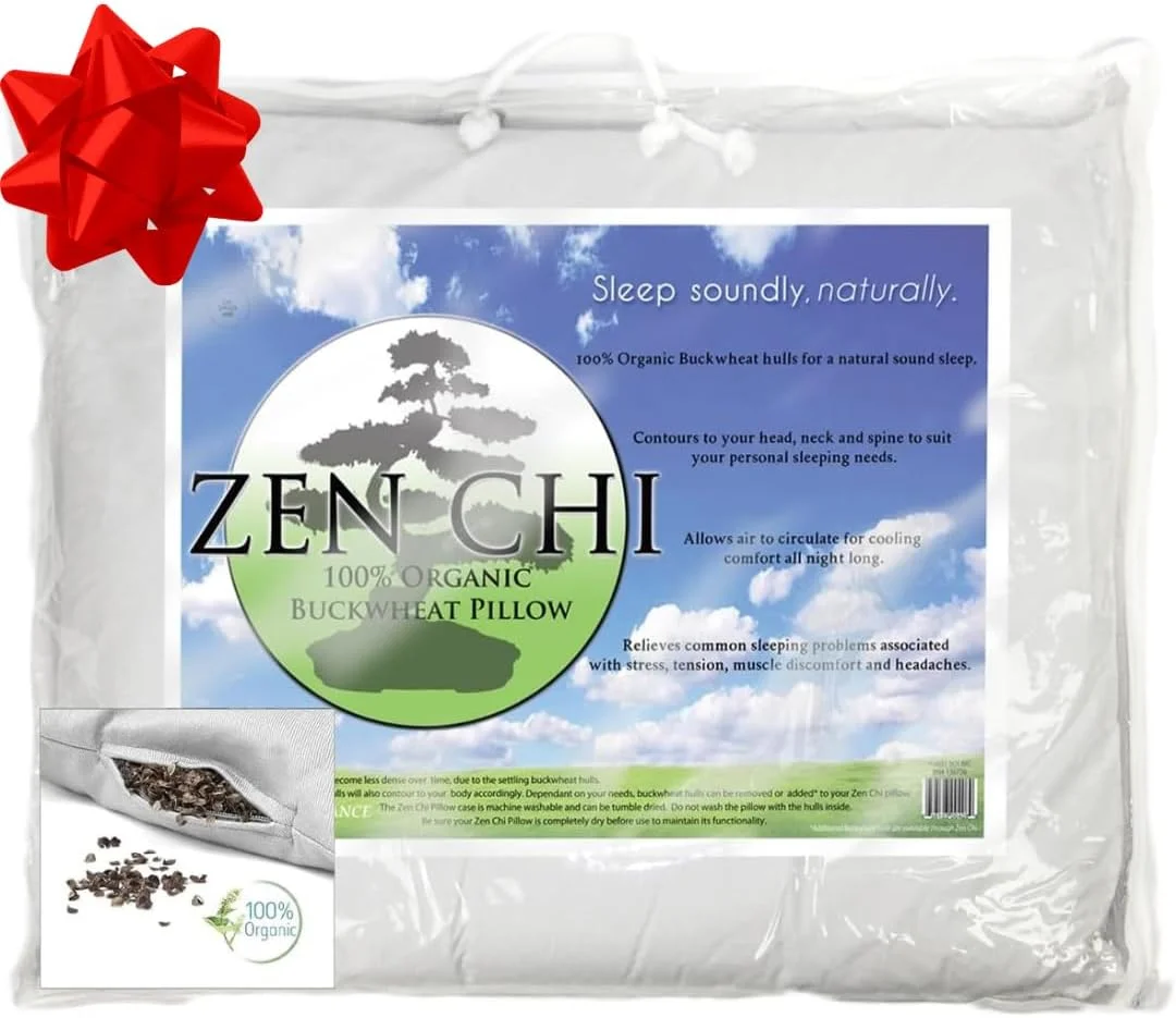 بالش ارگانیک گندم سیاه Zen Chi سایز کویین (50x76 سانتی متر) با تکنولوژی خنک کننده طبیعی، روکش تمام پنبه با پوسته گندم سیاه ارگانیک، خواب راحت، به طور طبیعی با سر تنظیم می شود