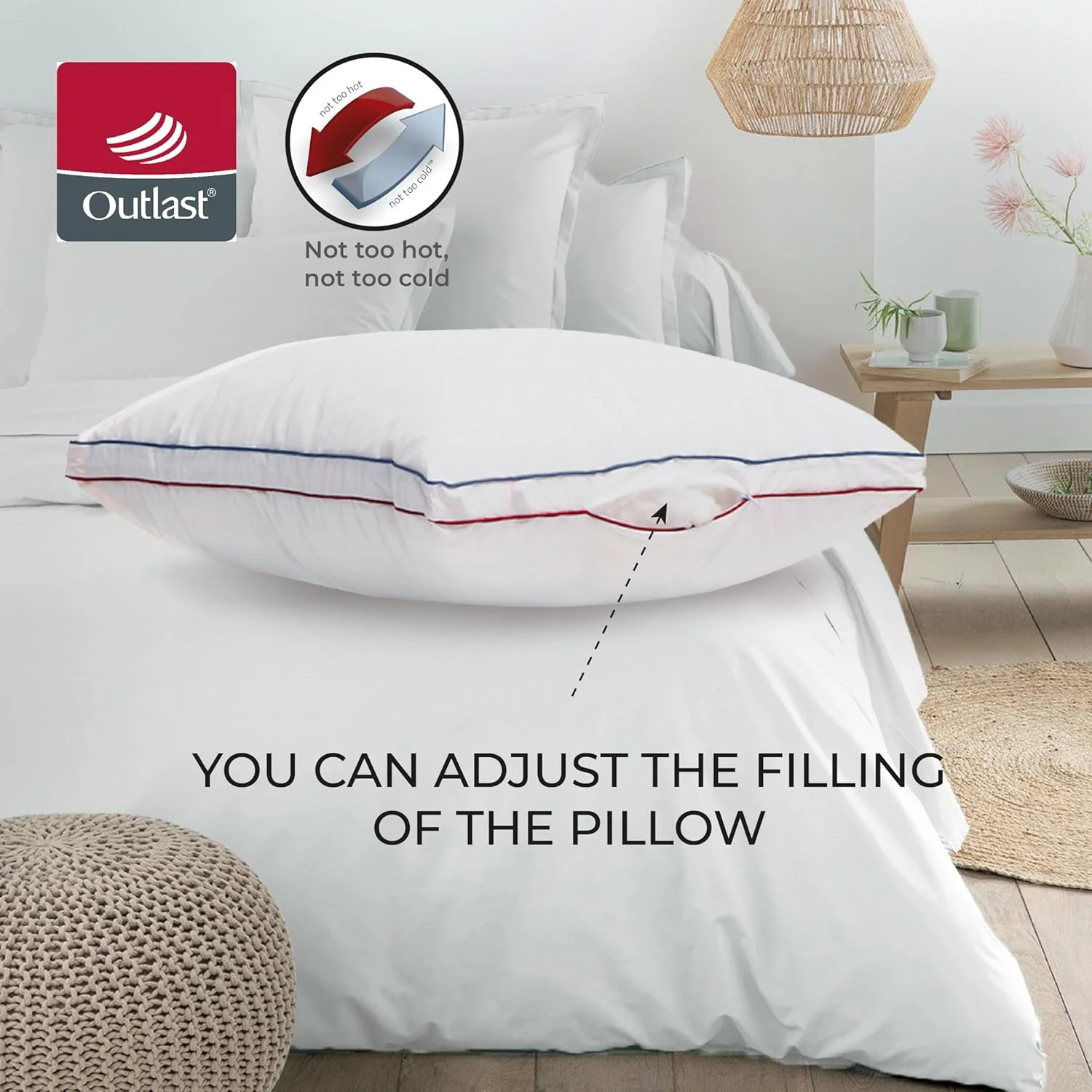 بالش ممتاز ClimateBalance Elite از WORLD OF BELASHOFF. بالش نرم سایز کوئین برای خواب با فناوری دو طرفه و پر شده با الیاف ضد حساسیت 1000 گرمی. بالش راحت برای خواب 50x75 سانتی متر.