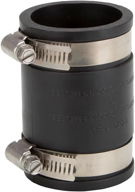 اتصال لوله انعطاف پذیر Rocky Mountain Goods سایز 1-1/2 اینچ - مناسب برای تخلیه سینک، وان حمام، لوله های دنباله و سیفون - اتصال لاستیکی بدون هاب با بست های استیل ضد زنگ - سازگار با PVC، چدن و فولاد