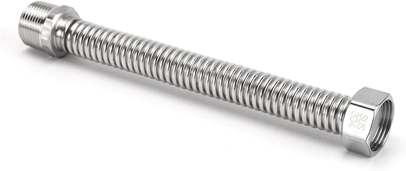 لوله خرطومی استیل ضد زنگ 3/4 اینچ، لوله موجدار، لوله اتصال انعطاف پذیر، شلنگ انعطاف پذیر، شلنگ تقویت شده، لوله اتصال جهانی