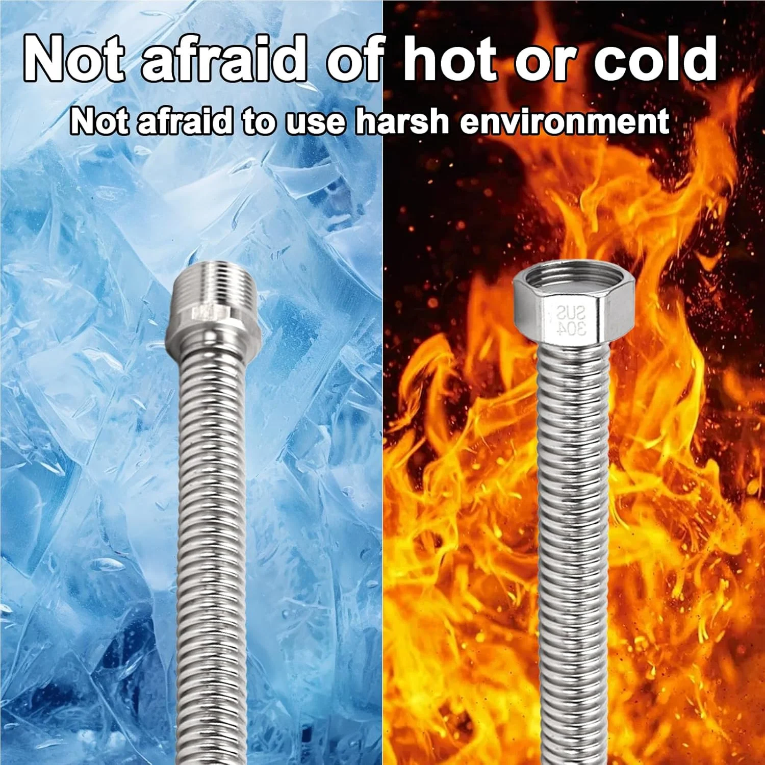 لوله خرطومی استیل ضد زنگ 3/4 اینچ، لوله موجدار، لوله اتصال انعطاف پذیر، شلنگ انعطاف پذیر، شلنگ تقویت شده، لوله اتصال جهانی