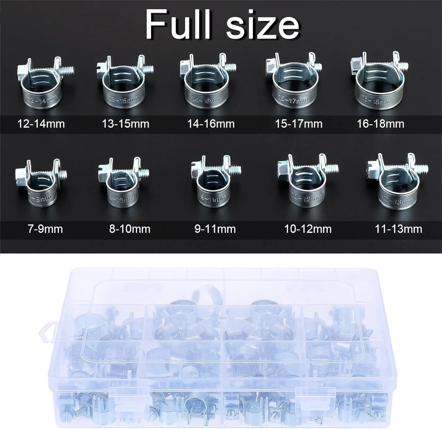 مجموعه بست شلنگ 60 عددی JOEJNCED، بست شلنگ خط سوخت، لوله آب، شلنگ هوا، اتصالات گالوانیزه کوچک، تثبیت کننده لوله مخزن گاز، ایده آل برای لوله کشی، کاربردهای خودرو و مکانیکی