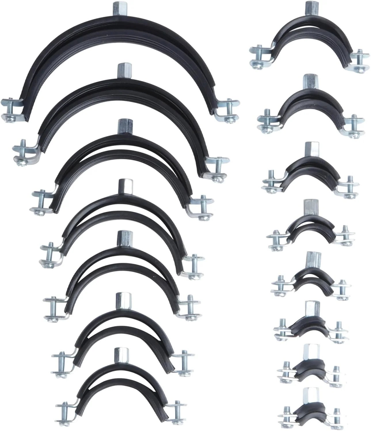بست لوله رینگ شکاف دار 6 عددی، بست لوله قابل تنظیم سنگین با پیچ و لوله انبساطی، بست های تسمه لوله آهن گالوانیزه نصب شده روی سقف دیوار مناسب برای لوله OD 1-1.2 اینچ (26-30 میلی متر)