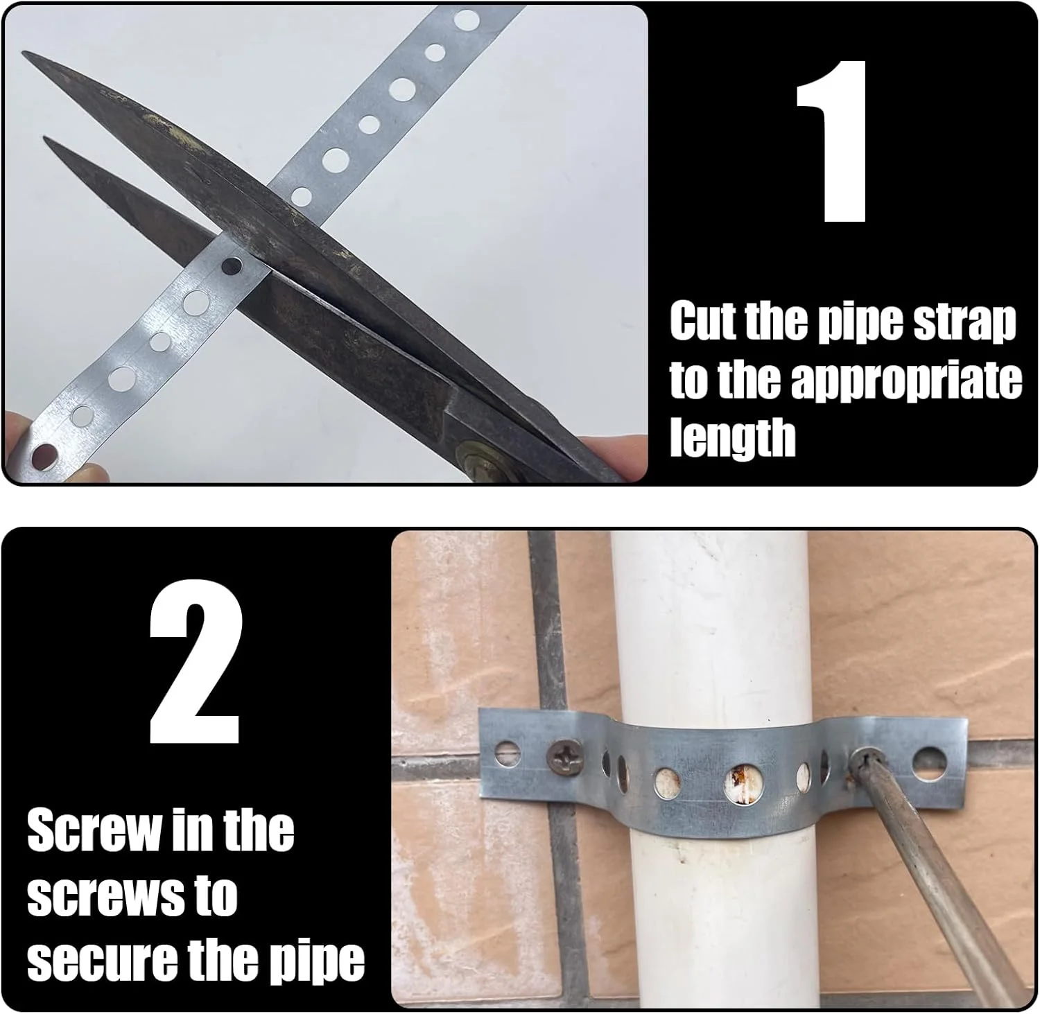 بست لوله فلزی گالوانیزه 1.7 سانتی متری در 30 متر، بست آویز لوله، تسمه فلزی انعطاف پذیر با سوراخ.