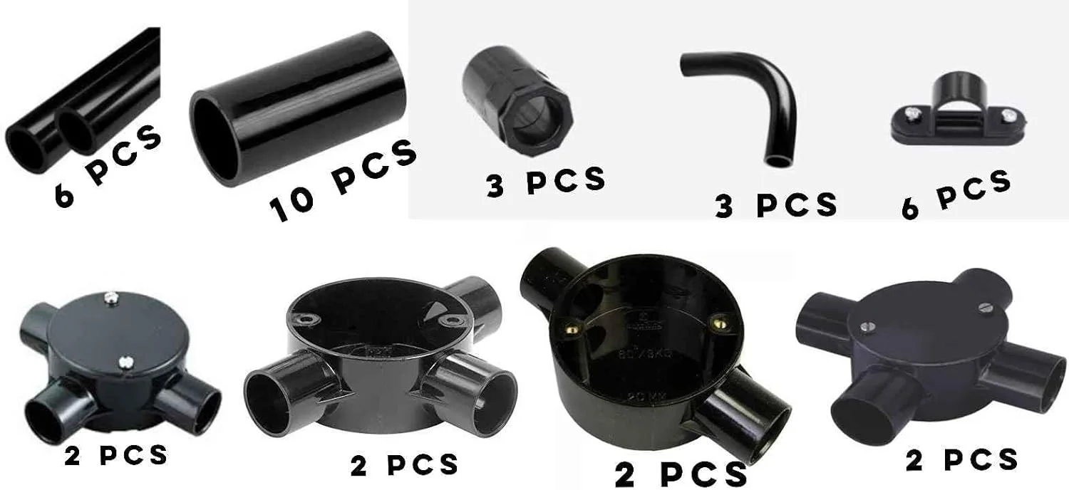 مجموعه 36 عددی لوله و اتصالات پی وی سی برق عباسعلی – راه حلی بادوام و مقاوم در برابر خوردگی برای سیم کشی و کابل کشی برق داخلی و خارجی (20 میلی متر)