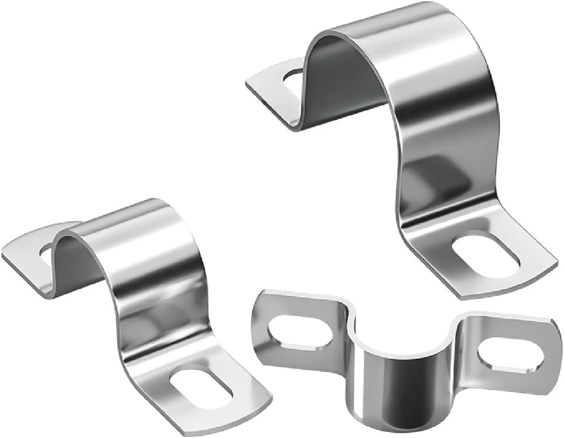 بست لوله فلزی M20، براکت نصب 2 سوراخه، فولاد گالوانیزه، گیره U شکل (بسته 10 عددی) (3/4 اینچ)