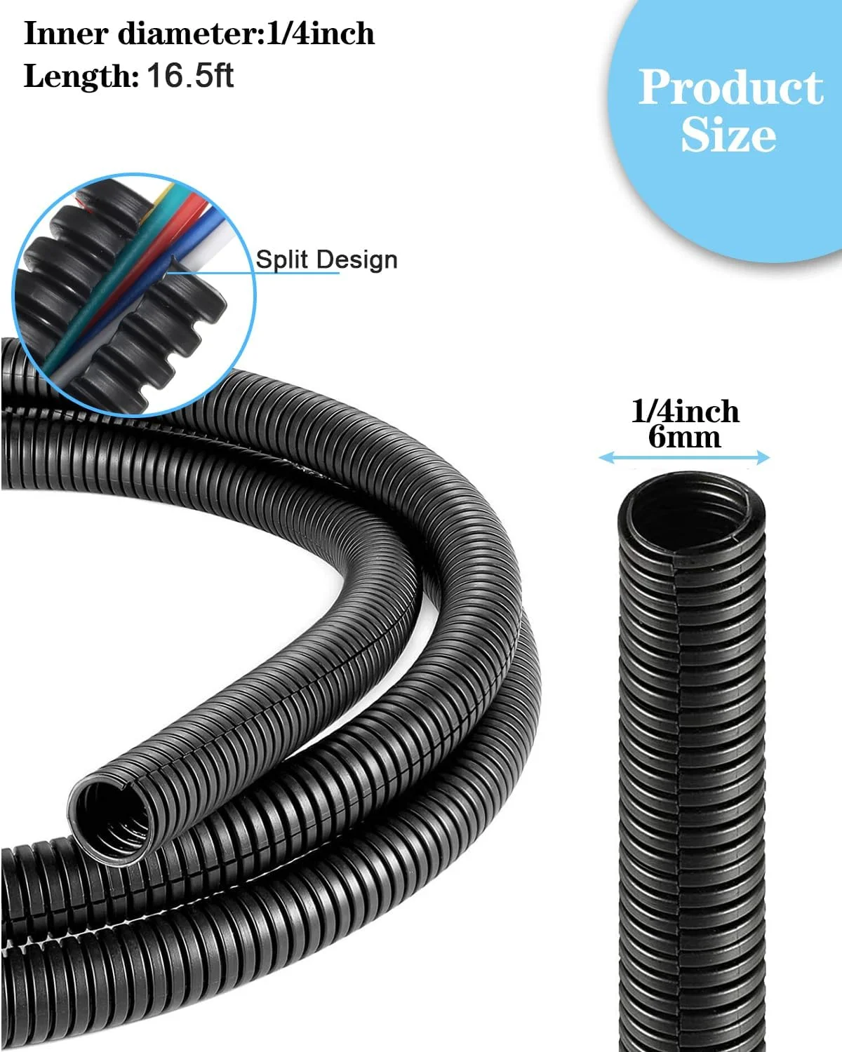 محافظ سیم روکش دار شکاف دار ALLWIN 1/4 اینچ - محافظ کابل 5 متری، روکش سیم های برقی، لوله خرطومی انعطاف پذیر سیم خودرو، روکش سیم پلاستیکی محافظ سیم روکش دار شکاف دار ALLWIN 1/4 اینچ - محافظ کابل 5 متری، روکش سیم های برقی، لوله خرطومی انعطاف پذیر سیم خودرو، روکش سیم پلاستیکی