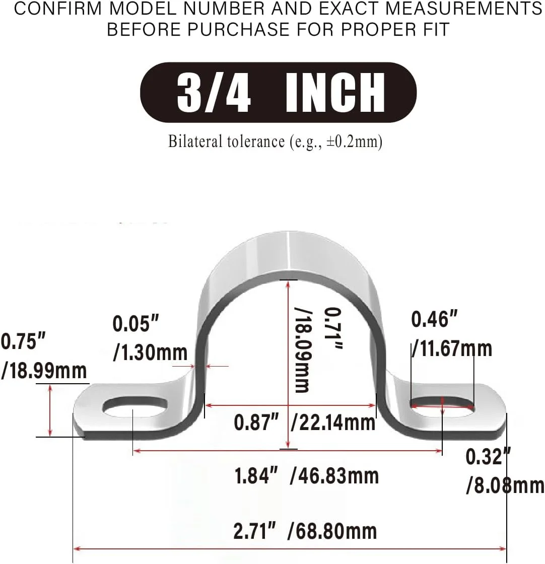 بست لوله فلزی M20، براکت نصب 2 سوراخه، فولاد گالوانیزه، گیره U شکل (بسته 10 عددی) (3/4 اینچ)