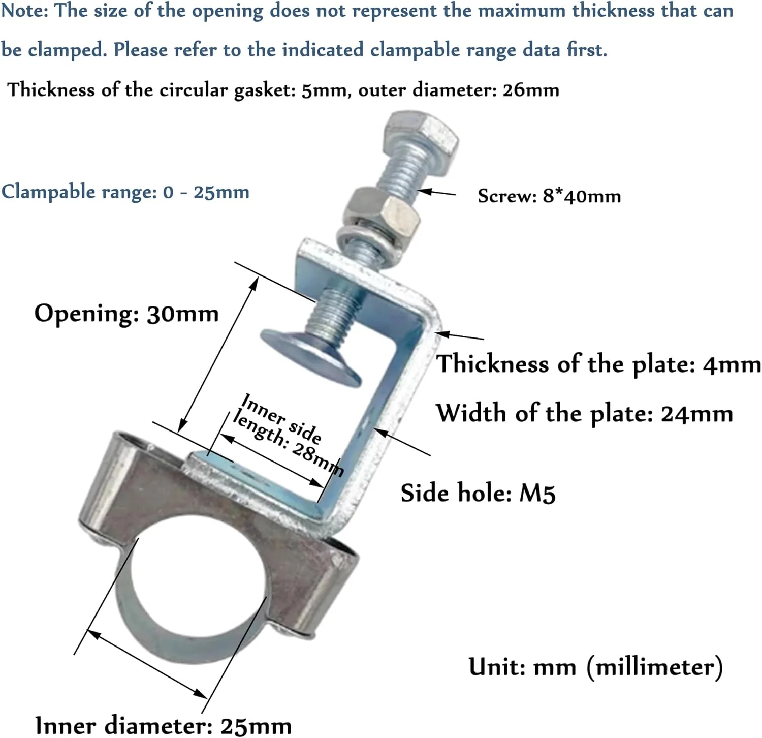 بست کابل تیرآهن 4 عددی برای لوله، آویز لوله فولادی گالوانیزه با حلقه آویز کابل لوله گیره تیرآهن مناسب برای 1 اینچ (25 میلی متر)