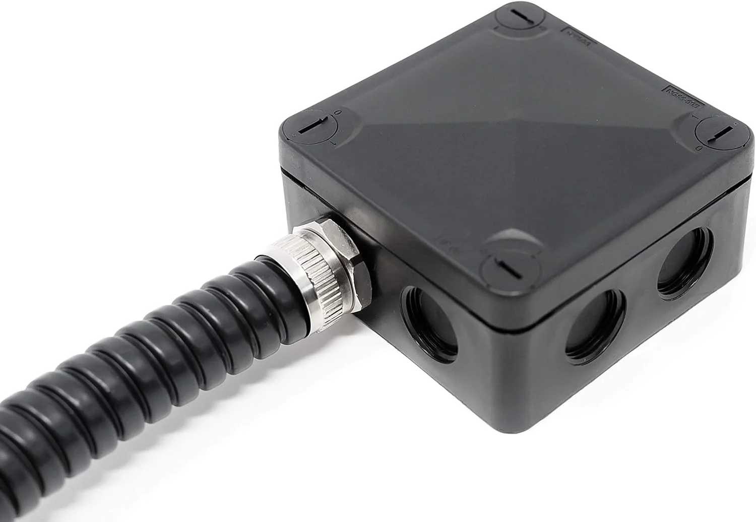 لوله خرطومی فلزی انعطاف پذیر ArmaKit مناسب فضای باز | بسته پیمانکاری لوله روکش PVC گالوانیزه (IP54) کلاف 10 متری - دفن زیرزمینی، کانال کشی باغ با اتصالات - 10 گلند و مهره قفلی