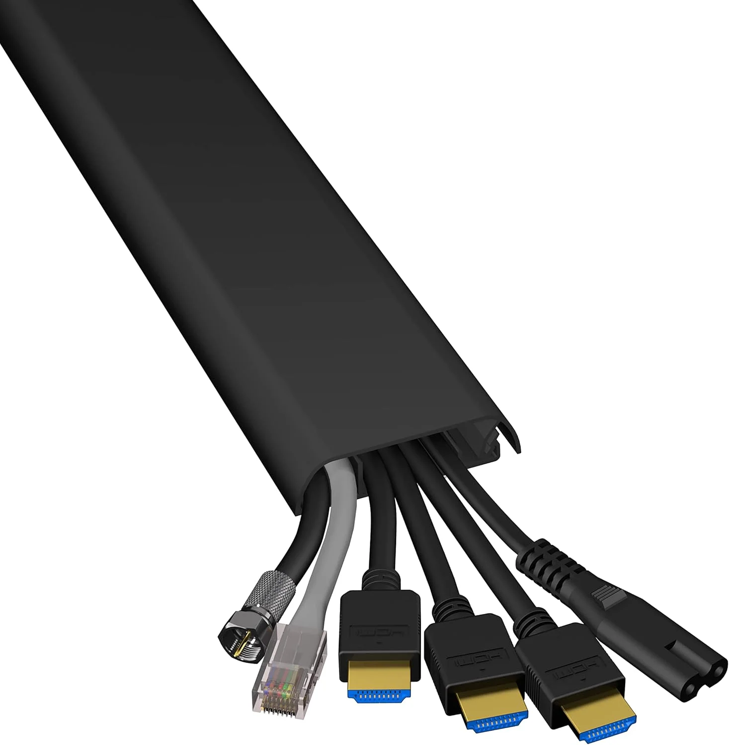 داکت سیم و کابل D-Line، پوشش سیم برای دیوار، مرتب کننده کابل تلویزیون، خود چسب، طراحی لولایی یک تکه - مشکی، 60 میلی متر (عرض) x 15 میلی متر (ارتفاع) x 40 سانتی متر طول