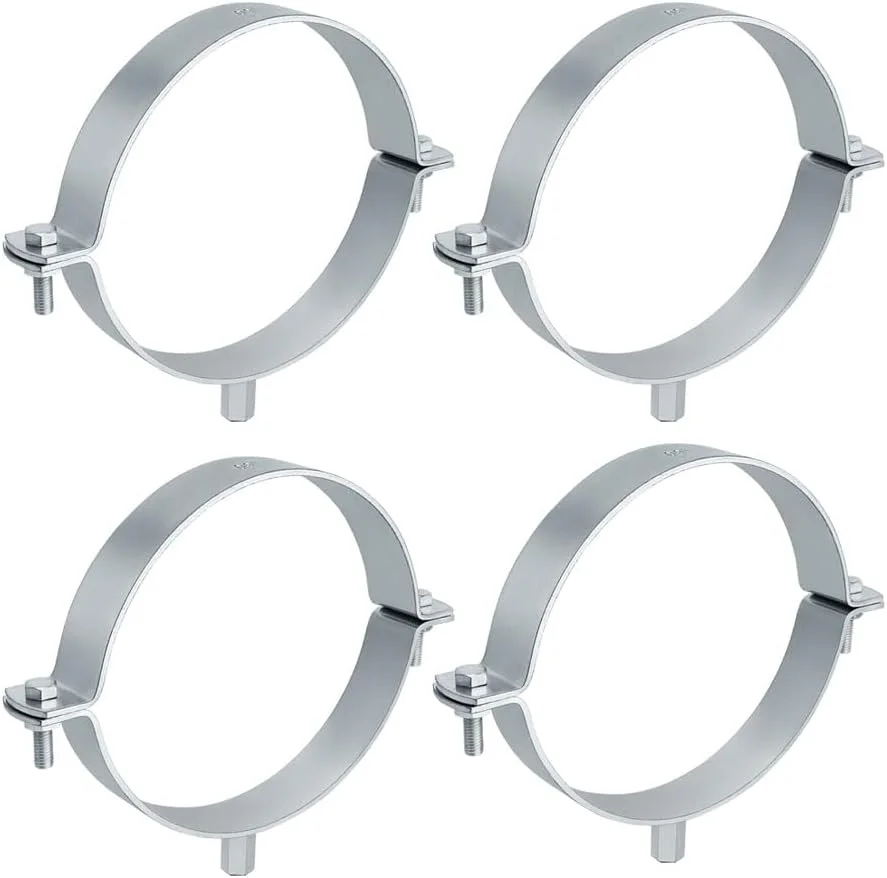 بست لوله اسپلیت رینگ 4 عددی، بست لوله اسپلیت رینگ گالوانیزه، براکت لوله سخت، براکت لوله پی وی سی، بست لوله فلزی، برای میله رزوه M10 (6 اینچ)