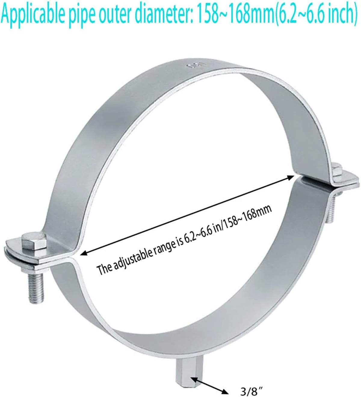 بست لوله اسپلیت رینگ 4 عددی، بست لوله اسپلیت رینگ گالوانیزه، براکت لوله سخت، براکت لوله پی وی سی، بست لوله فلزی، برای میله رزوه M10 (6 اینچ)