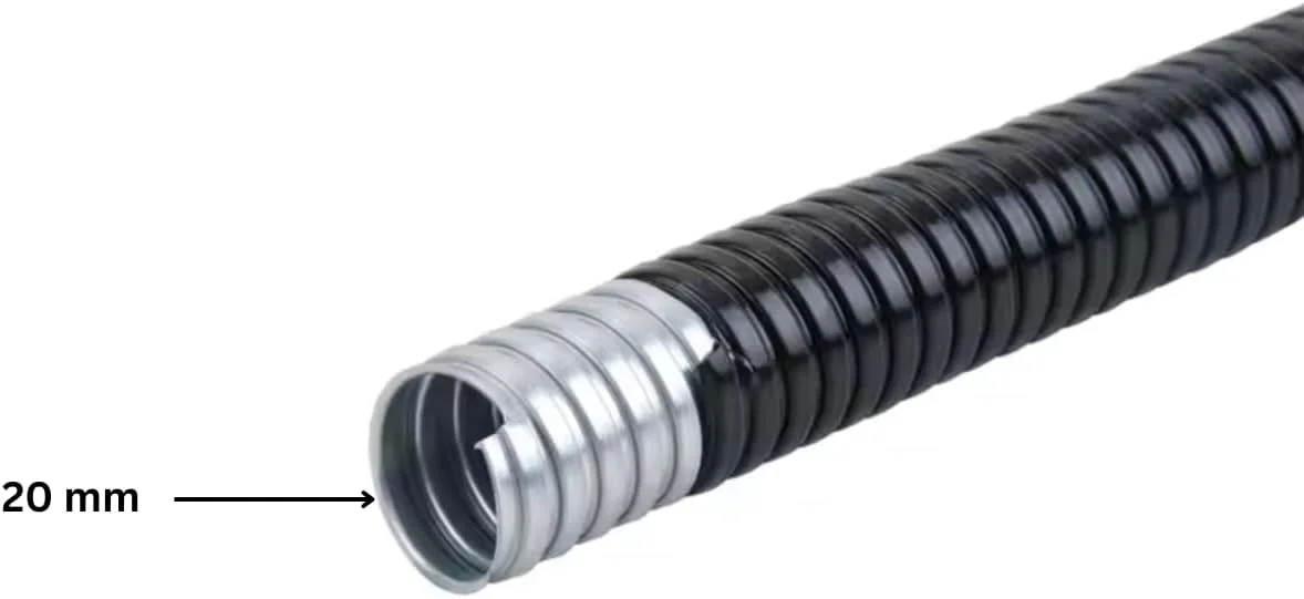 لوله خرطومی روکش PVC فولاد گالوانیزه مشکی برای محافظت از کابل (20 میلی متر)