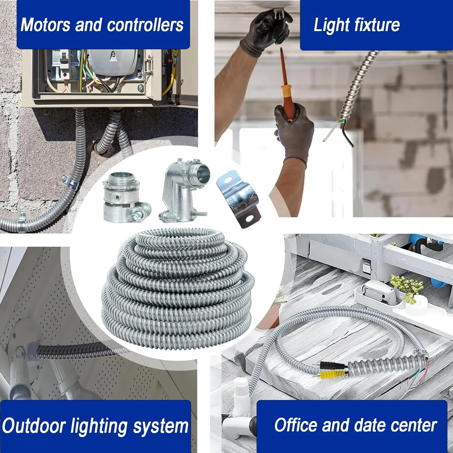 لوله فولادی خرطومی انعطاف پذیر یاریویز (قطر 1/2 اینچ * 100 فوت) به همراه 5 عدد کوپلینگ، 3 عدد زانویی و 10 عدد بست، مدل S-LCCK-0.5-100FT-KIT