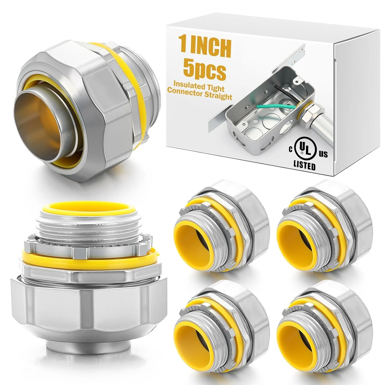 اتصالات لوله فلکسیبل مایع غیر قابل نفوذ گیصافی، 5 عددی، مستقیم، عایق شده، فلز ریخته گری شده از جنس روی، اتصالات لوله برق غیر قابل نفوذ برای لوله های انعطاف پذیر 1 اینچی و نوع B