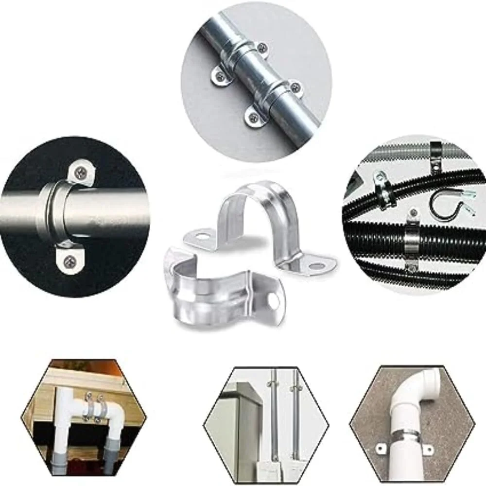 بست یو (U) گالوانیزه KNP به همراه پیچ و رولپلاک، گیره آویز بست لوله، مناسب برای بست و نگهدارنده لوله های آب، گاز و لوله های برق - 10 عدد (سایز 3/4 اینچ)