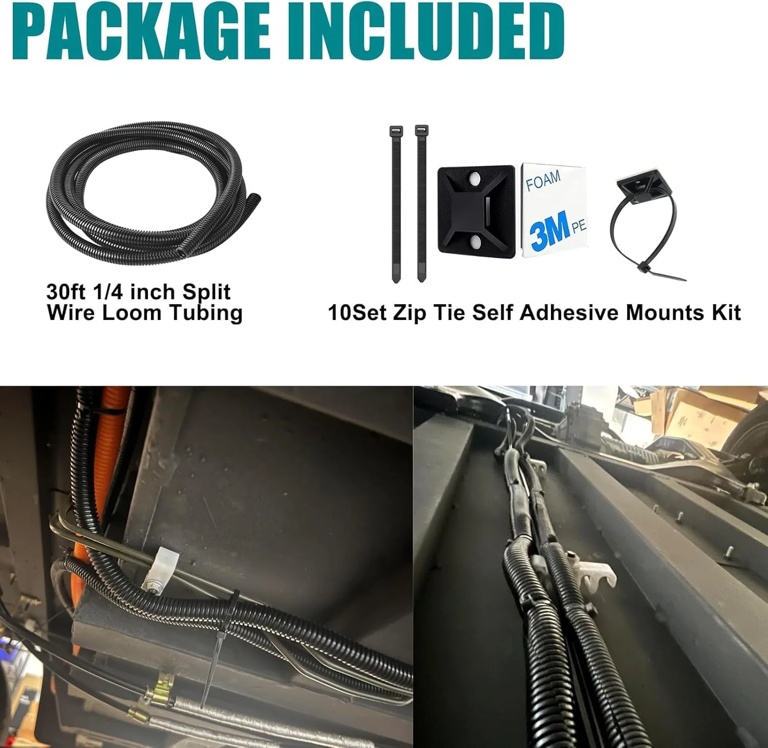 روکش سیم مفتولی شکاف دار 1/4 اینچی - محافظ سیم 9 متری برای سیم های برق، لوله خرطومی انعطاف پذیر سیم خودرو، روکش سیم پلاستیکی با بست کمربندی کابل (1/4 اینچ - 9 متر)