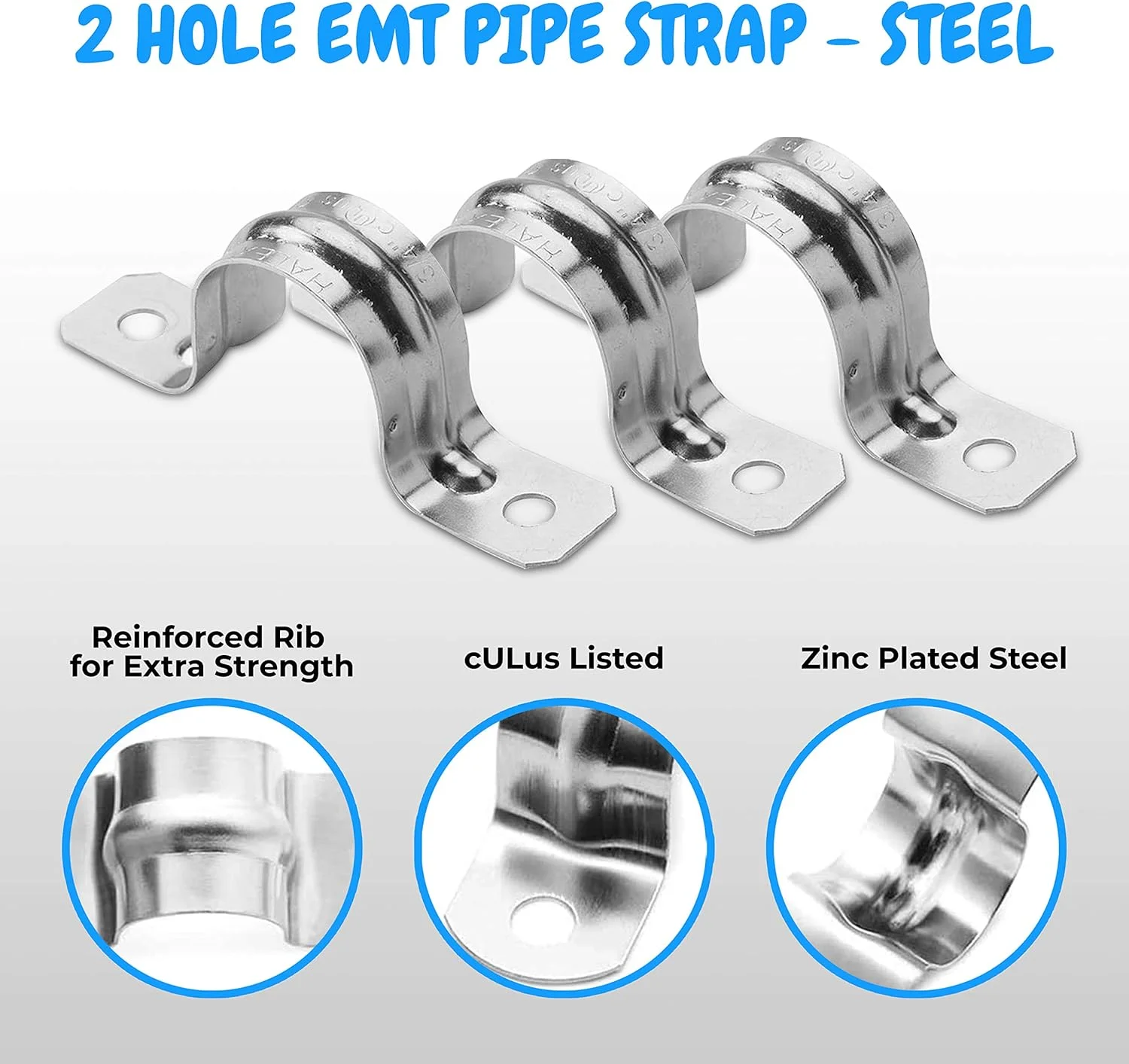 OhLectric OL-72884 بست نگهدارنده لوله 10 عددی - بست لوله استیل ضد زنگ با 2 سوراخ - براکت U شکل سنگین 1-1/2 اینچی - گیره لوله کششی با روکش روی - بست لوله سفت و سخت برای مجراهای IMC، EMT