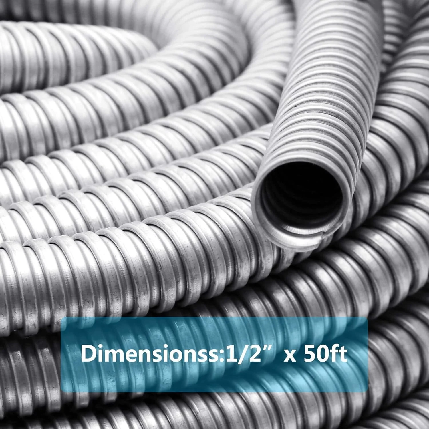 لوله فلزی خرطومی با دیوار نازک 1/2 اینچ، 15 متر، لوله فولادی گالوانیزه برای سیم کشی گرینفیلد، مدیریت کابل