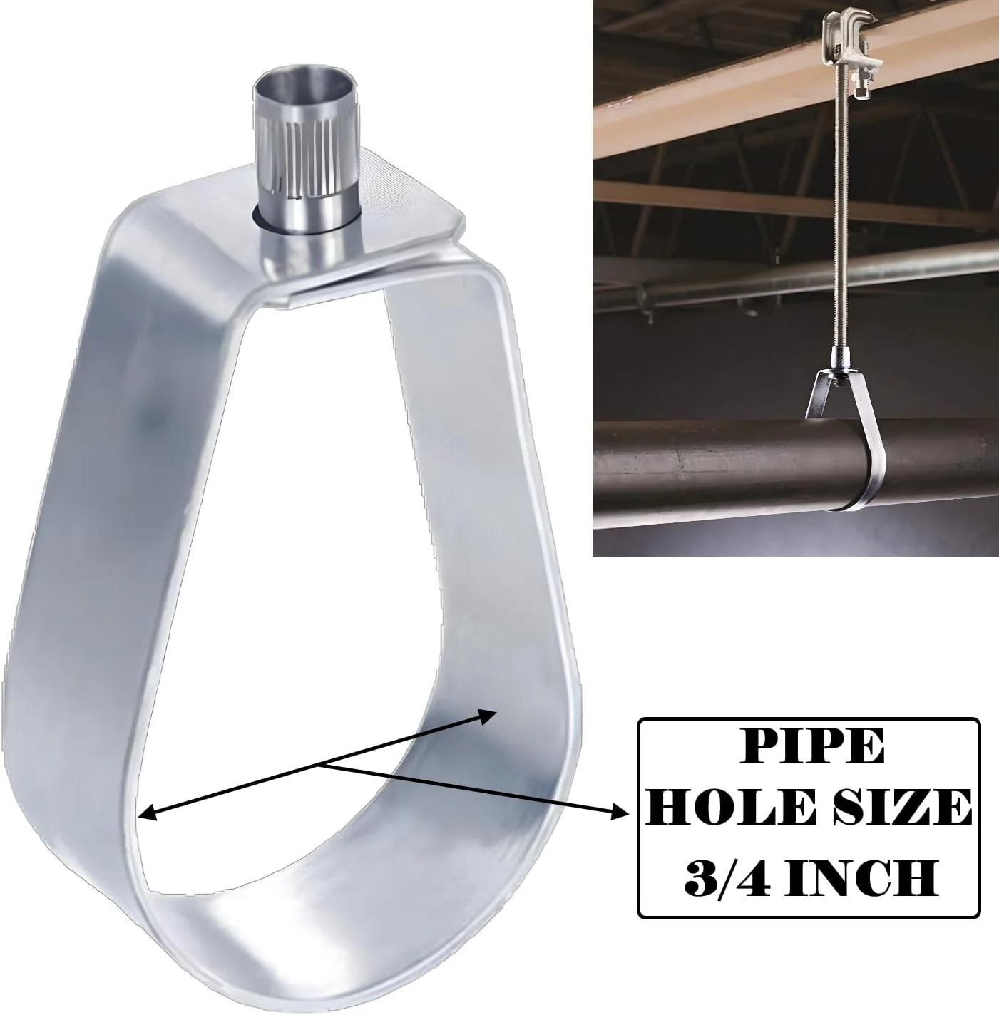 آویز بست لوله چرخشی پوکر – فولاد پیش گالوانیزه برای استفاده در داخل/خارج از منزل، ایده آل برای آویزان کردن لوله های عایق به سازه های بالاسری (4 عدد، 3/4 اینچ)