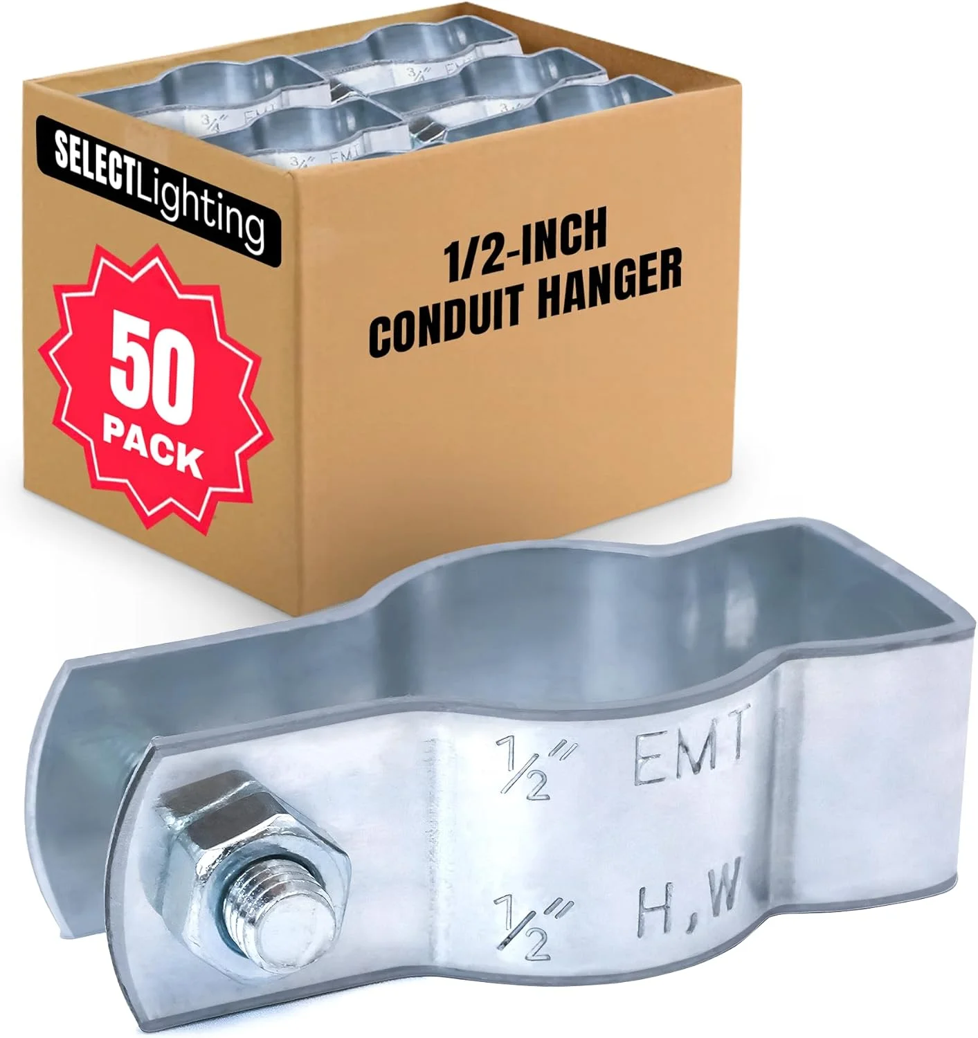 آویز لوله برق، بست لوله برق ½ اینچی با پیچ و مهره، بست های لوله برق گالوانیزه، اتصالات لوله برق سخت برای نصب، بسته 50 عددی آویز لوله برق، بست لوله برق ½ اینچی با پیچ و مهره، بست های لوله برق گالوانیزه، اتصالات لوله برق سخت برای نصب، بسته 50 عددی