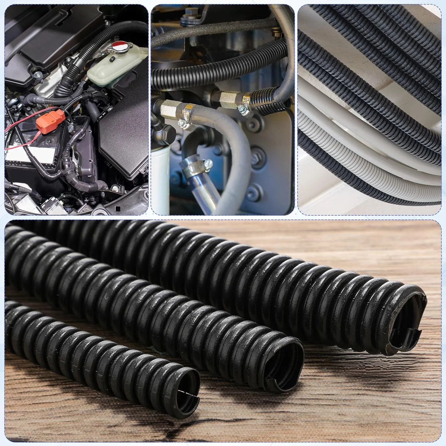 لوله خرطومی روکش سیم شکاف دار Sasylvia در اندازه های 1/4، 3/8 و 1/2 اینچ با طول 20 فوت به همراه ابزار نصب، مجموعه روکش کابل شکاف دار، لوله محافظ برق انعطاف پذیر